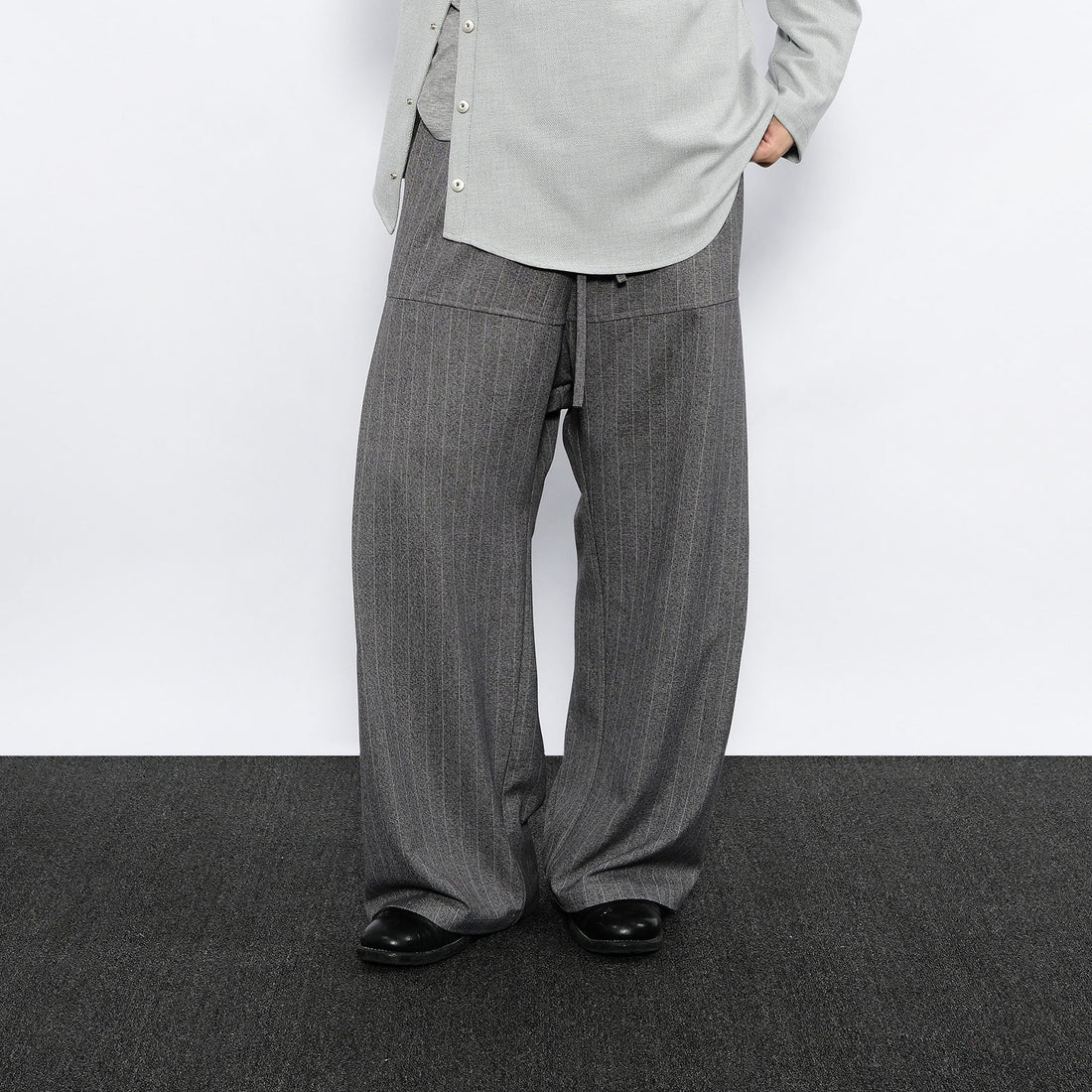 7440 37 1 Striped Drawstring Panel Wide-Leg Trousers-Pants-S (Preorder)-Free Shipping Leatheretro