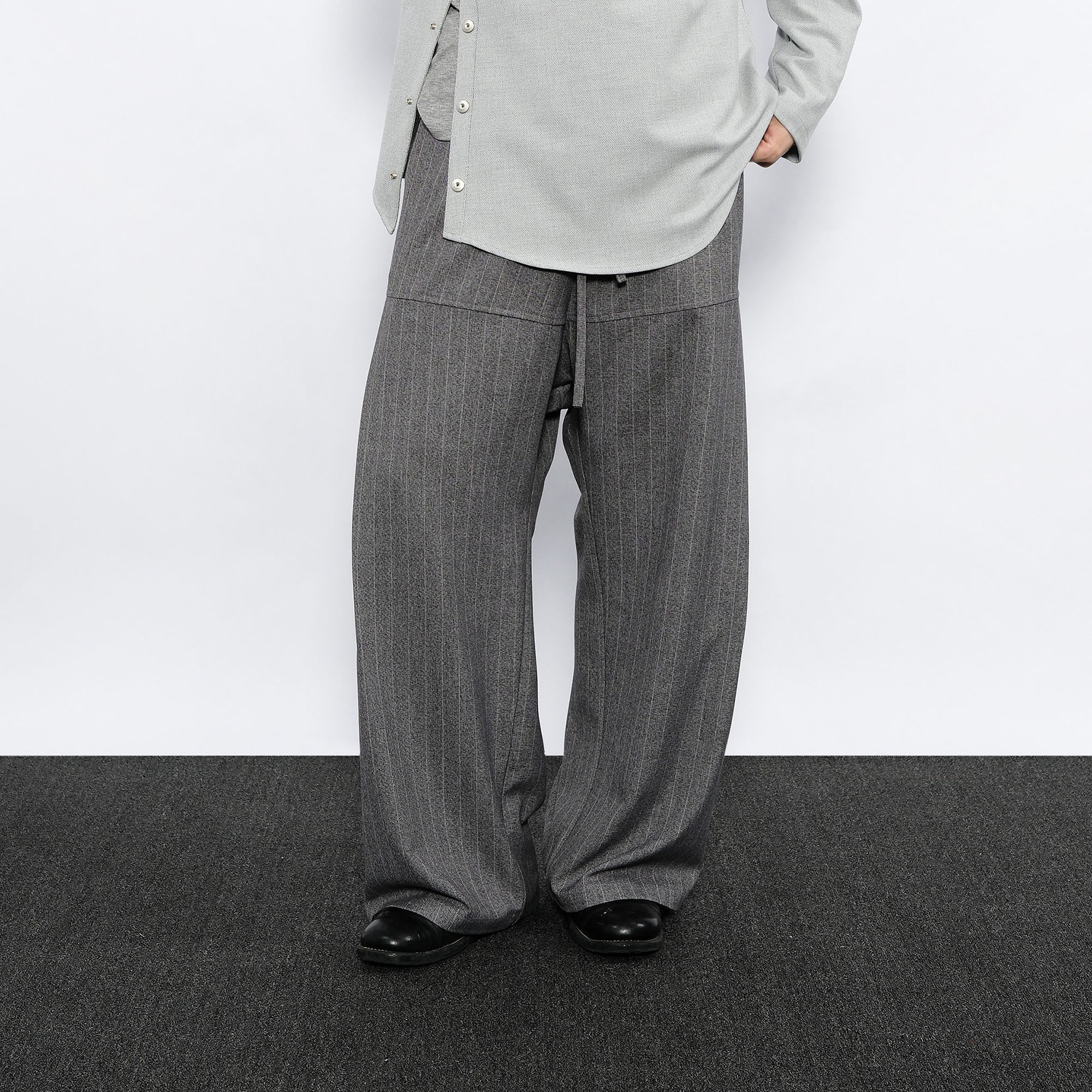 7440 37 1 Striped Drawstring Panel Wide-Leg Trousers-Pants-S (Preorder)-Free Shipping Leatheretro