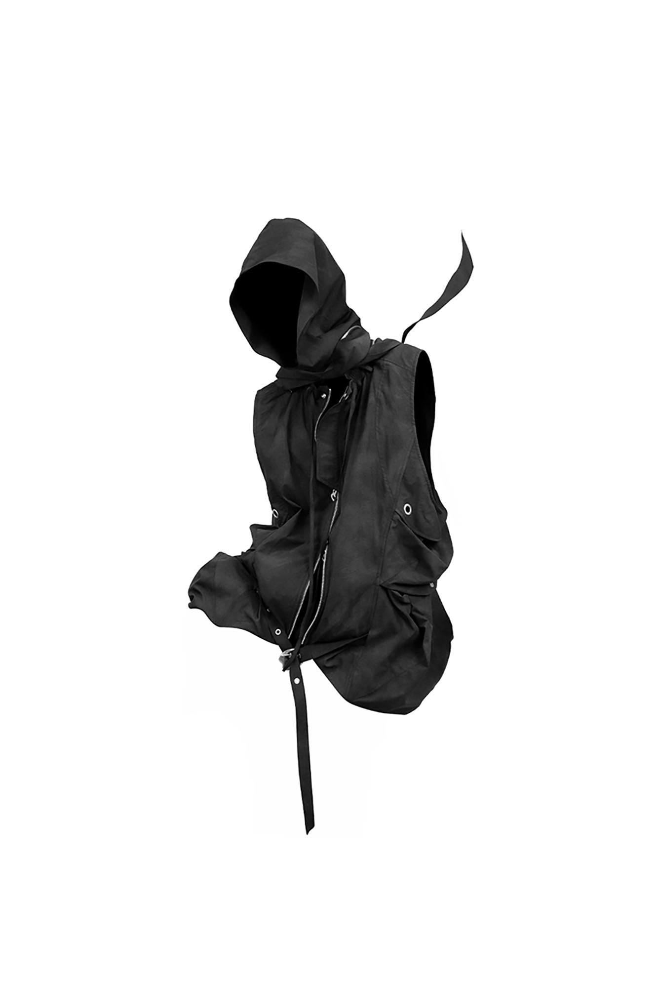 RELABEL Detachable Hood Big-Pocket Vest-Vest-XS (Preorder)-Gray-Free Shipping Leatheretro