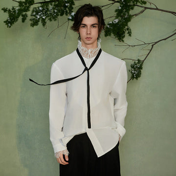JIECHI Lace Tie Shirt-Shirt-M-Free Shipping Leatheretro
