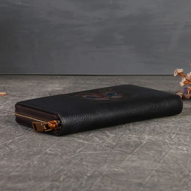 Handmade Genuine Leather Vintage Long Wallet for Women-Wallets & Money Clips-Brown-Free Shipping Leatheretro