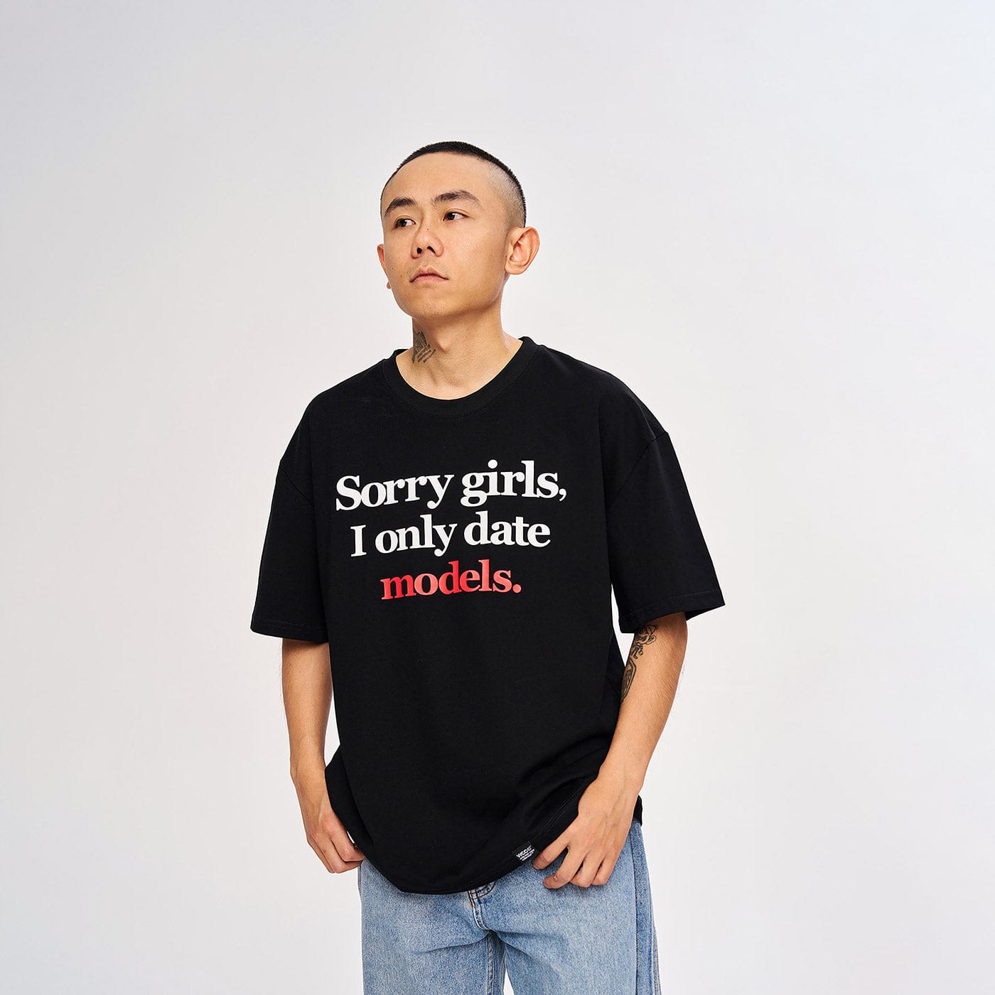 WCC Sorry Girls I Only Date Models Slogan T-Shirt-T Shirt-M-White-Free Shipping Leatheretro