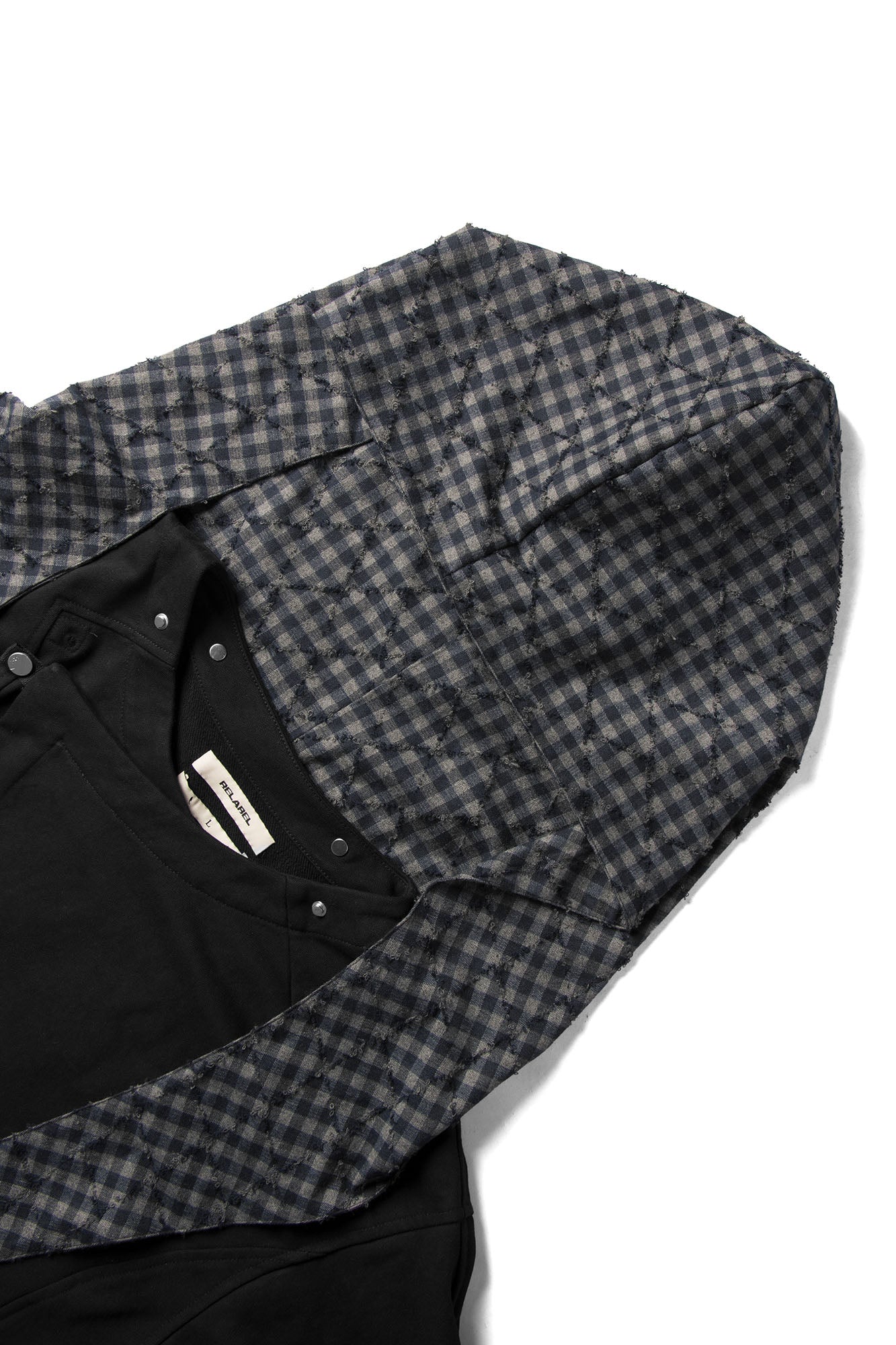 RELABEL Detachable Plaid Hood Jacket Black-Jacket-XS (Preorder)-Free Shipping Leatheretro