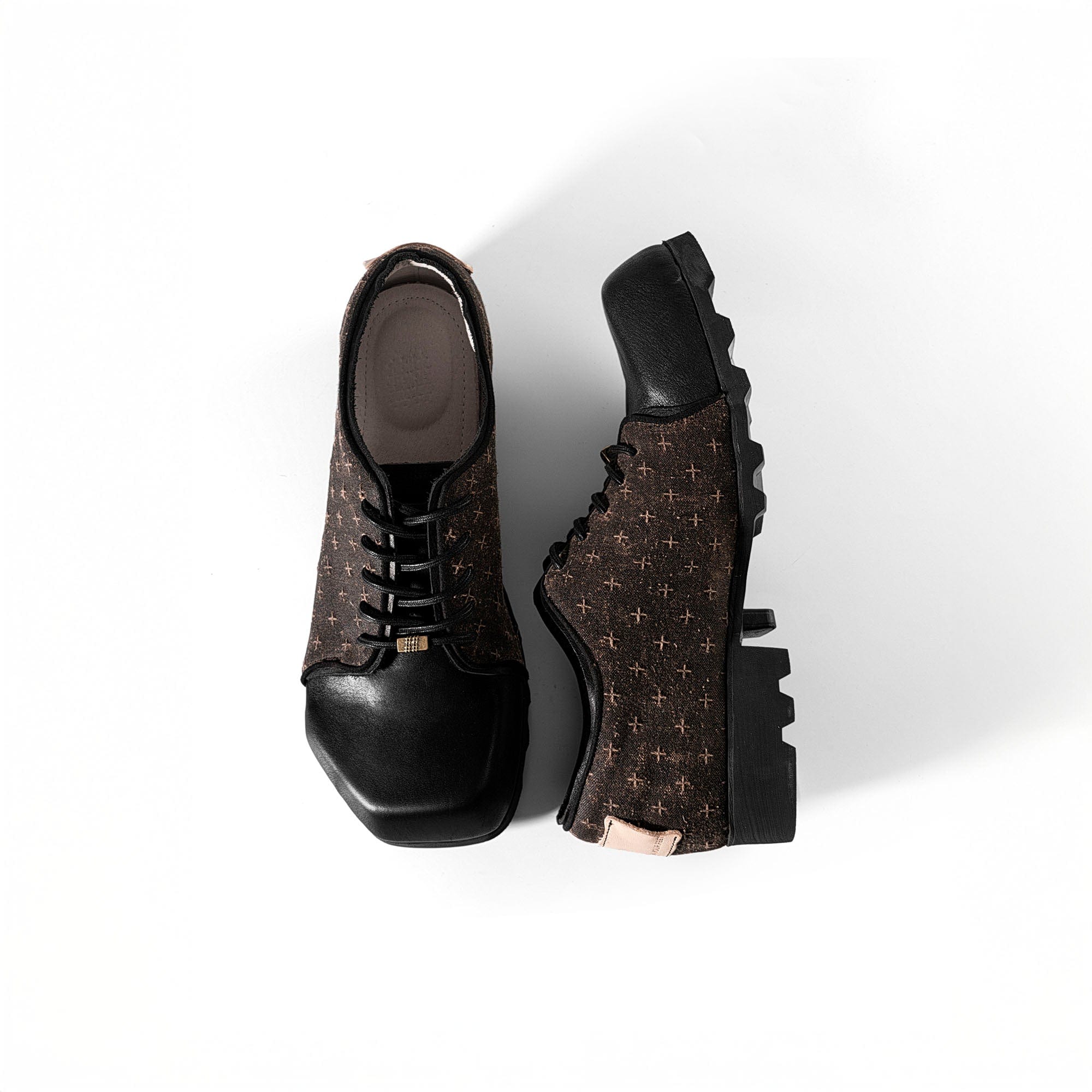 REWRITE Silk Panel Square-Toe Derby Shoes-Shoes-38.5-Free Shipping Leatheretro