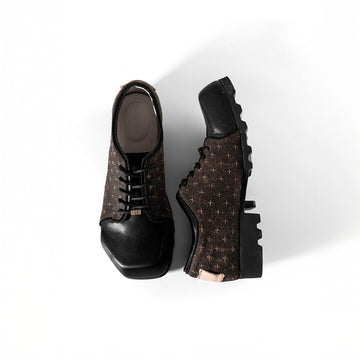 REWRITE Silk Panel Square-Toe Derby Shoes-Shoes-38.5-Free Shipping Leatheretro