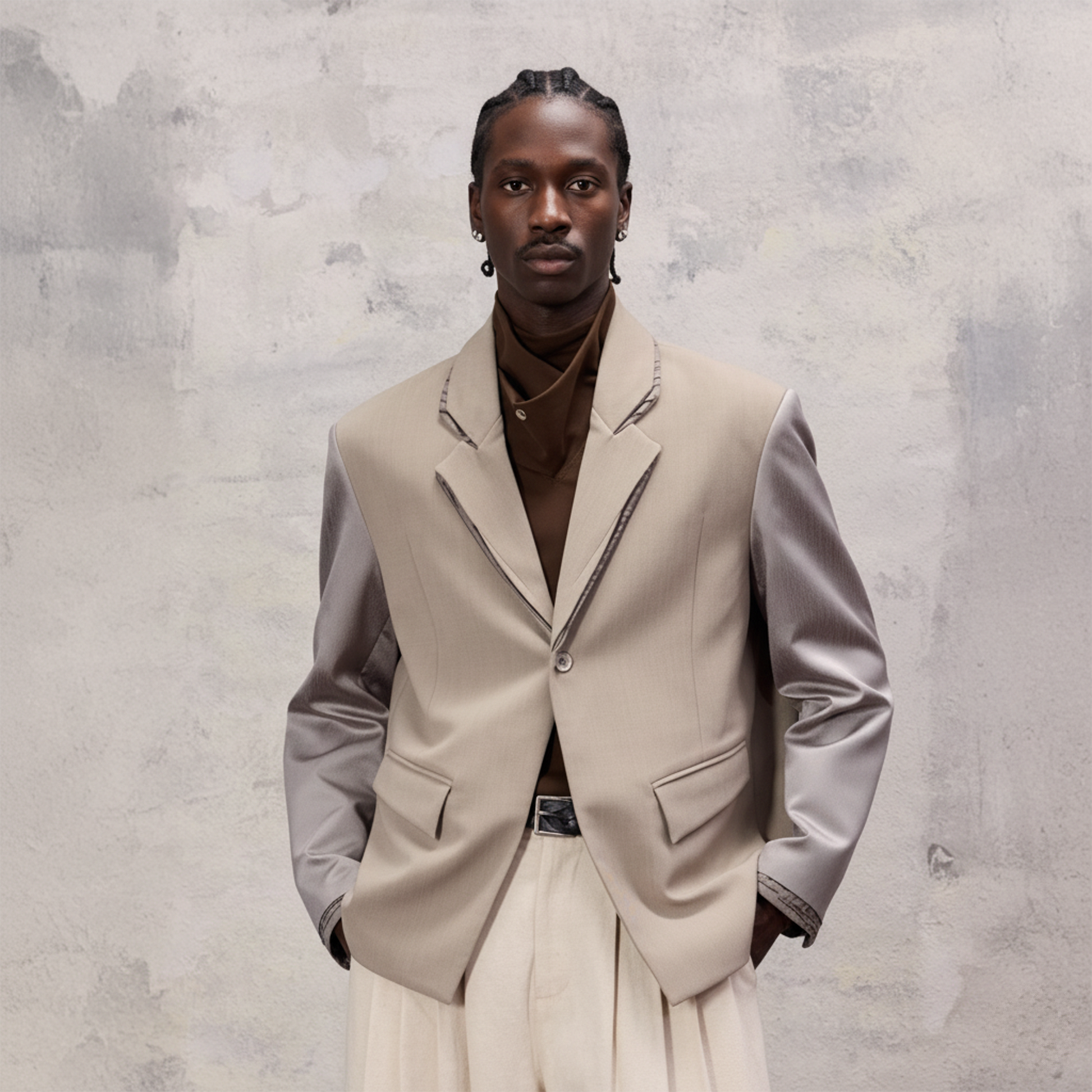 ALVNG AR ANTS Essential Sheen Spliced Blazer-Jacket-S-Free Shipping Leatheretro