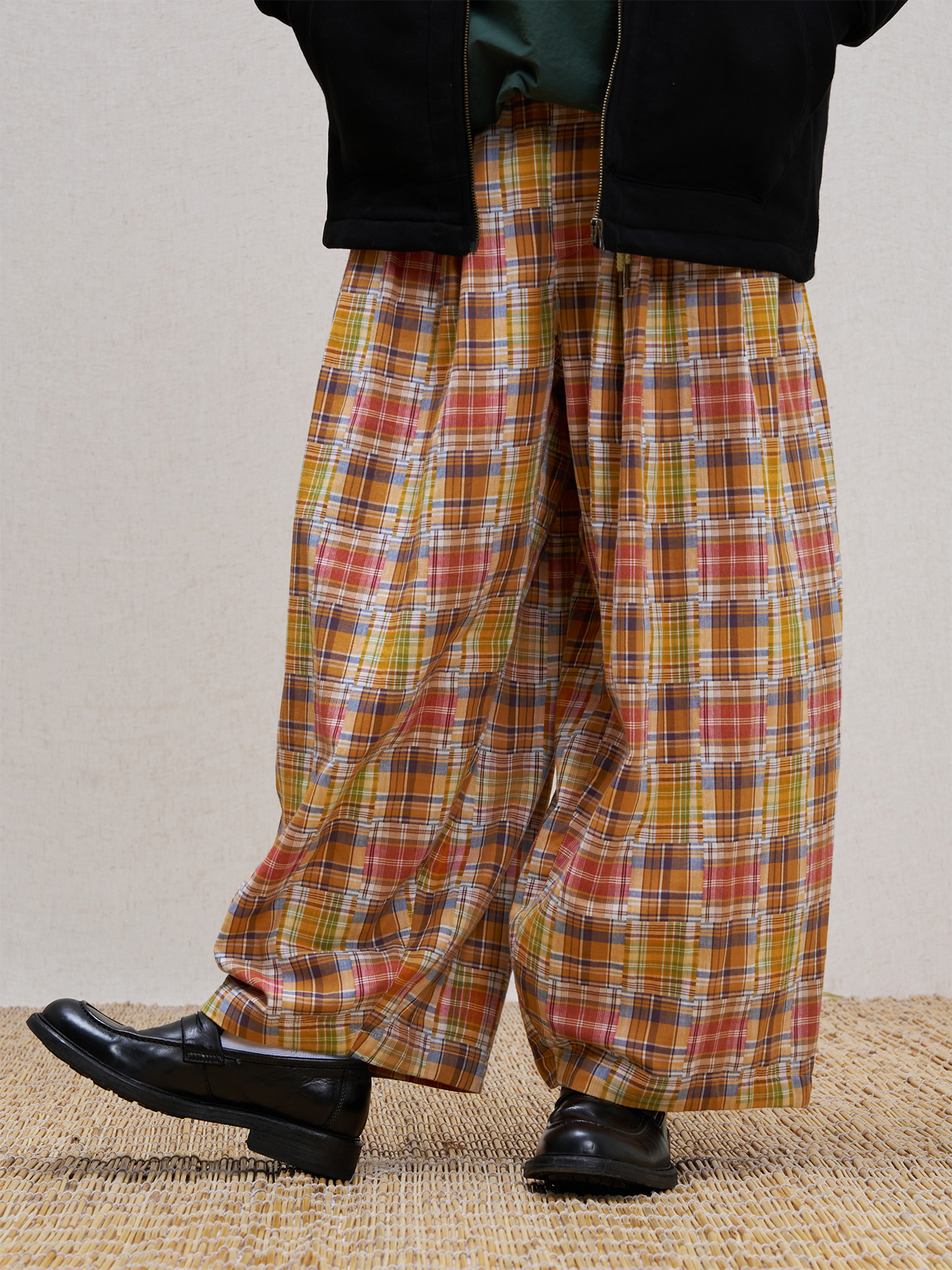 UNLIMITED MOTE Patchwork Plaid Balloon Pants-Pants-S-Free Shipping Leatheretro