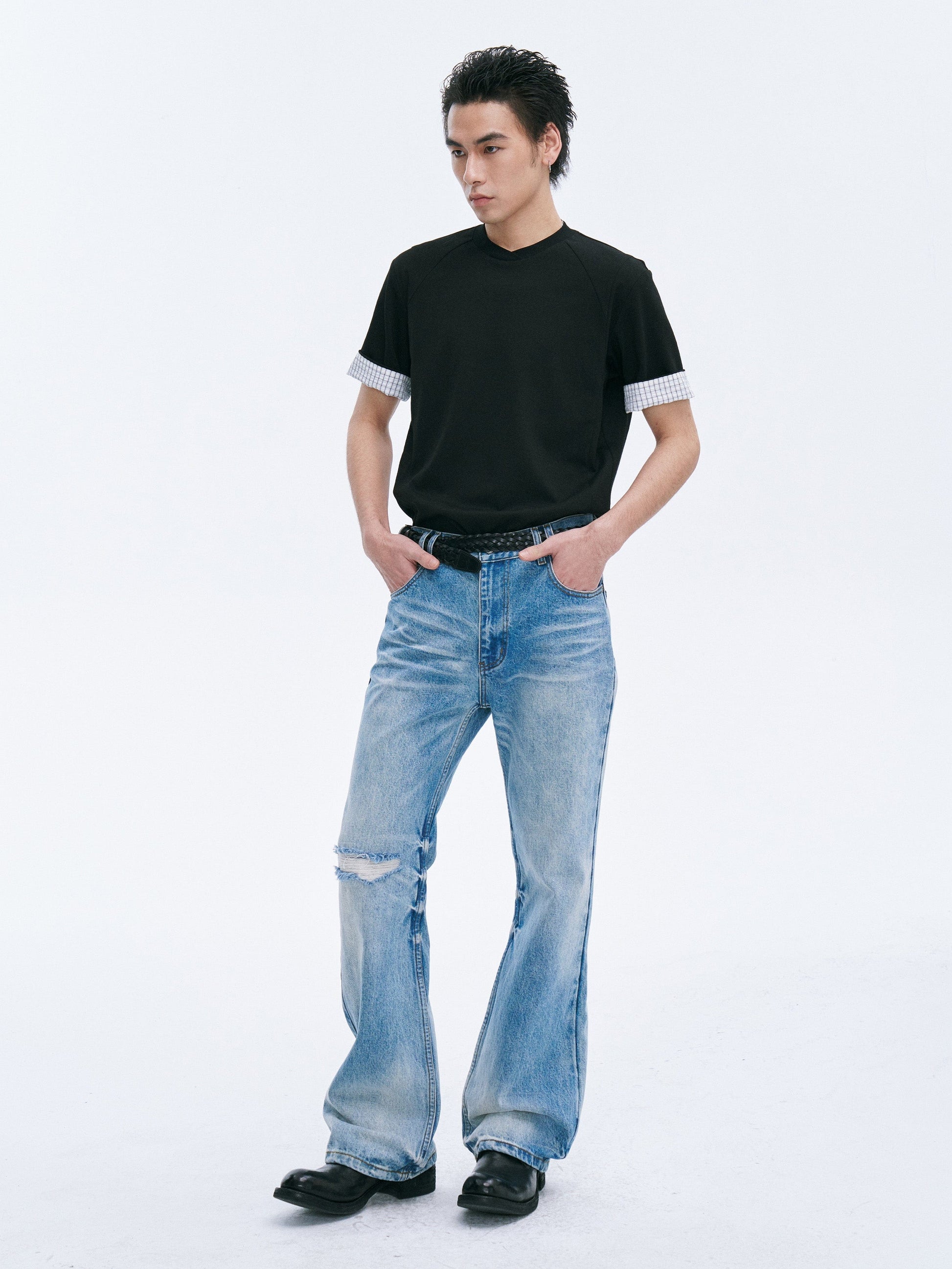 CATSSTAC Frost-Washed Distressed Straight-Leg Jeans-Jeans-S-Free Shipping Leatheretro