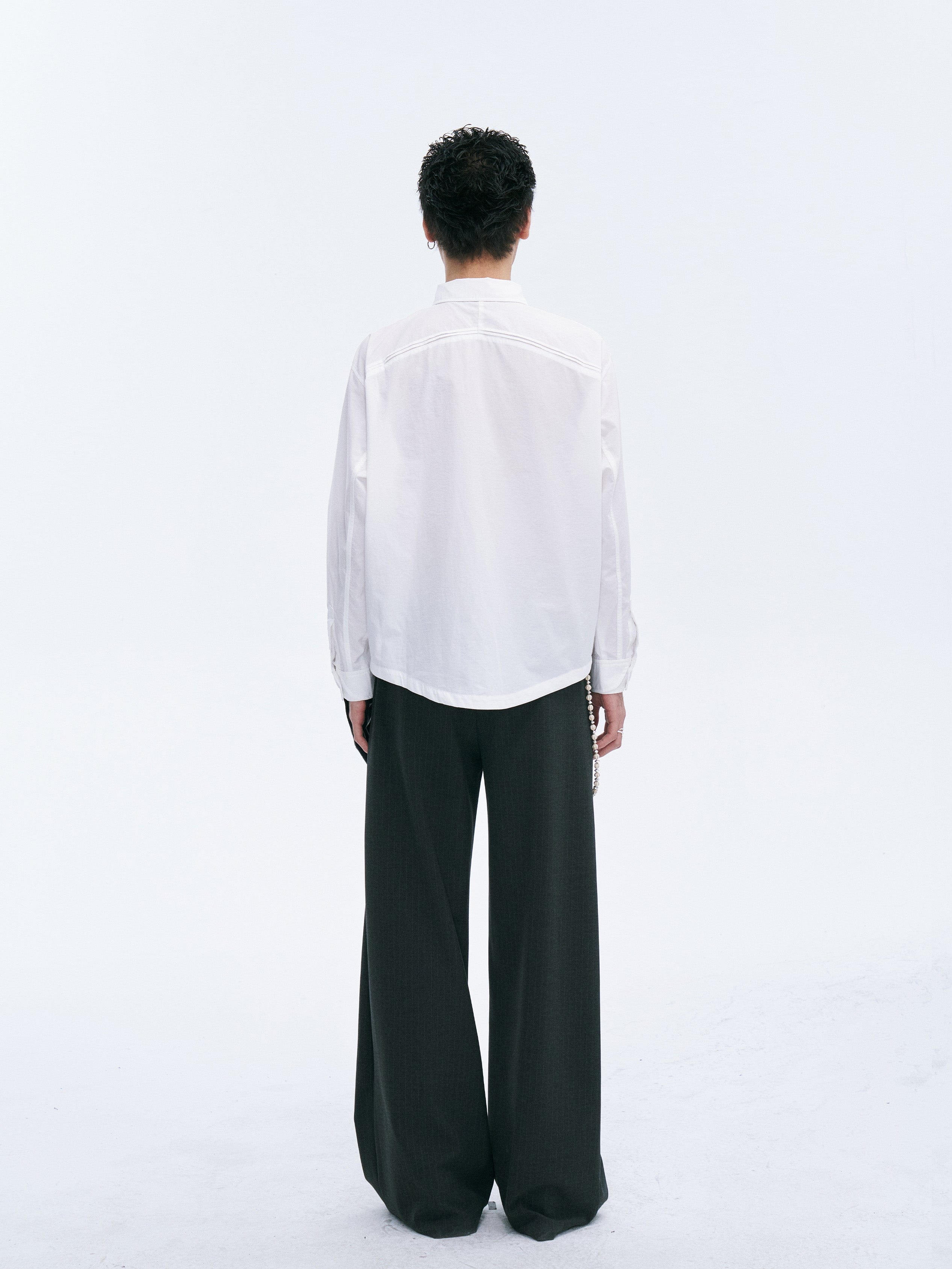 CATSSTAC Classic Pinstripe Wide-Leg Pants-Pants-Black-M-Free Shipping Leatheretro