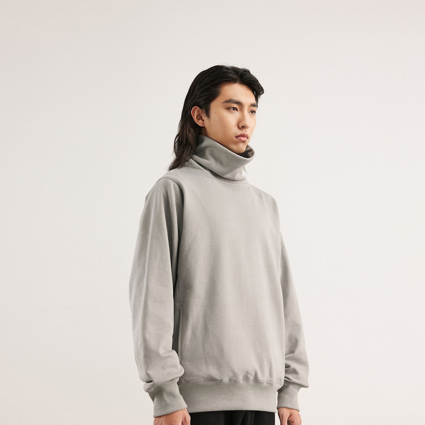 BONELESS High Collar Classic Sweatshirt-Sweatshirt-S-Apricot-Free Shipping Leatheretro