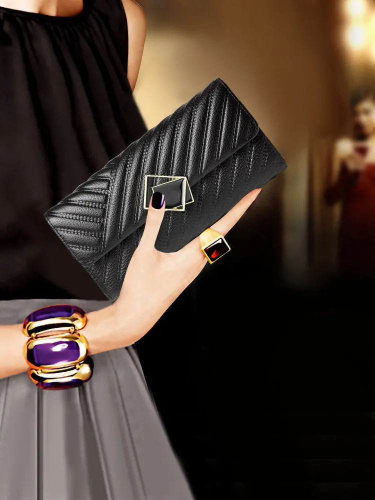 Large Capacity Leather Women's Wallet - Long Hand-Held Phone Holder-Wallets & Money Clips-Silver-Free Shipping Leatheretro