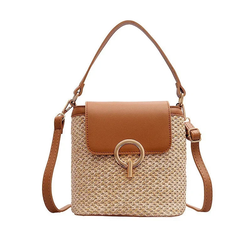 Beach Woven Bag for Women Trendy Korean Bucket Style-Handbags-Beige-Free Shipping Leatheretro