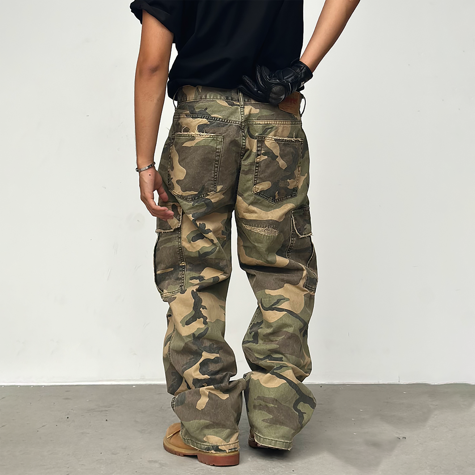 NEIGBORL Straight-Leg Camo Cargo Pants-Pants-S-Free Shipping Leatheretro