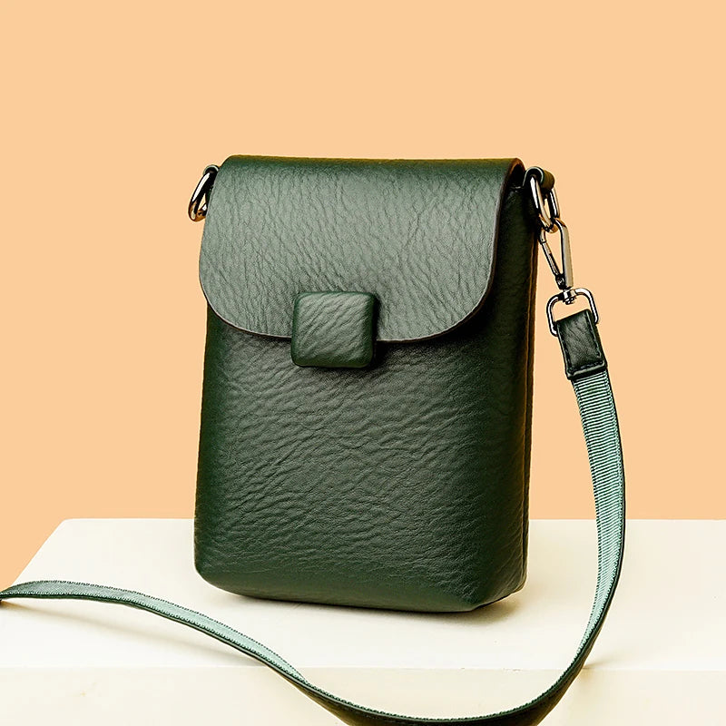 Small Crossbody Phone Bag Flap Purse for Women-Messenger Bag-Black-Free Shipping Leatheretro