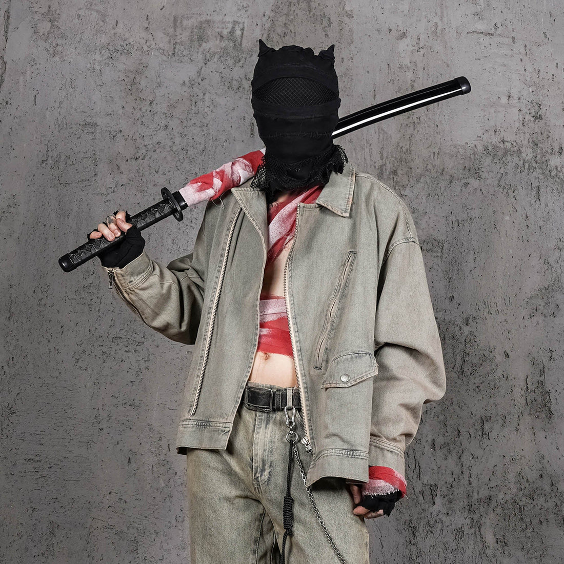 UNDERWATER Acid Wash Zipper Biker Jacket-Jacket-S-Free Shipping Leatheretro