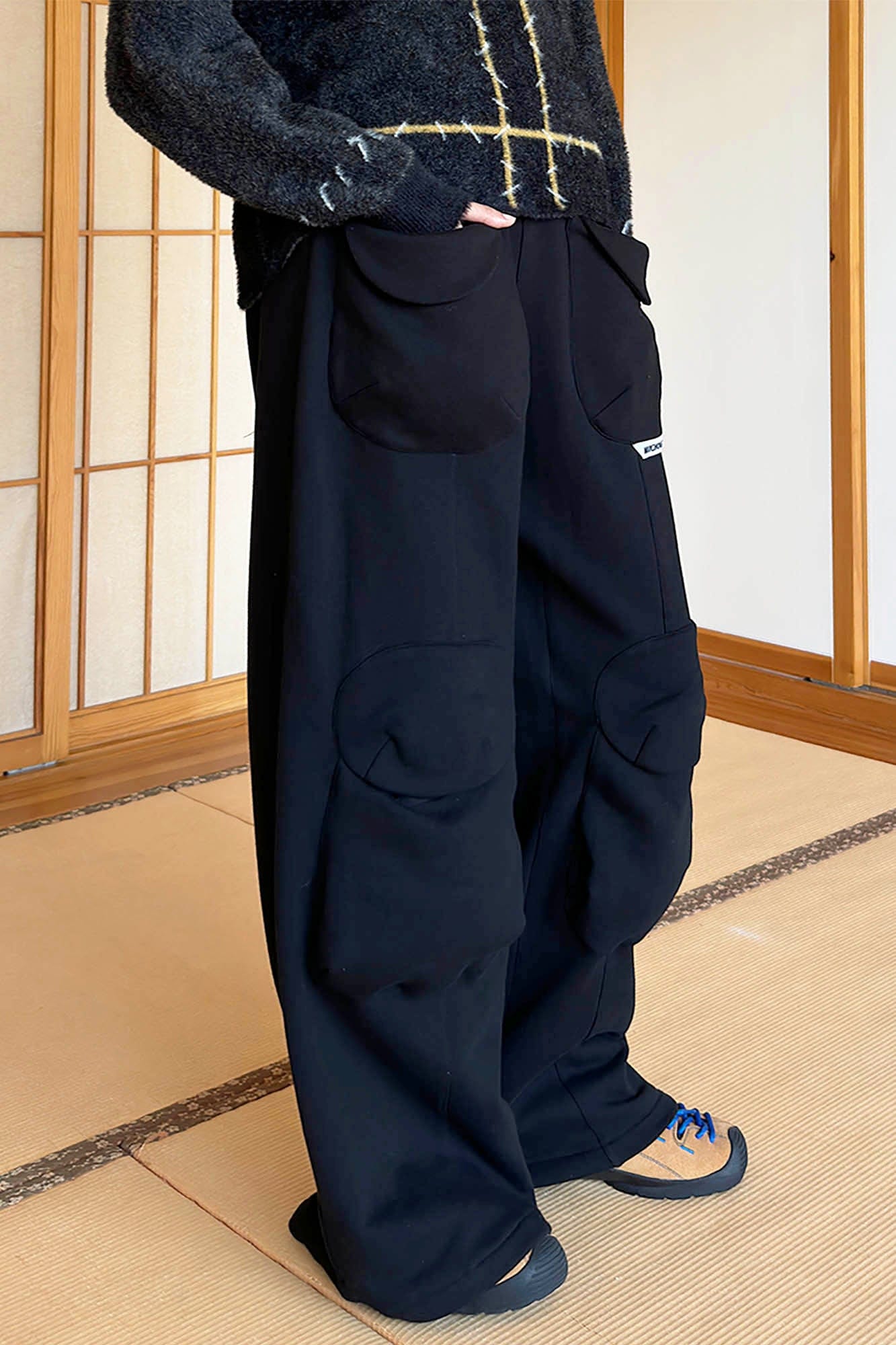 MIICHOUS Wide-Leg Cargo Sweatpants-Pants-S-Black-Free Shipping Leatheretro