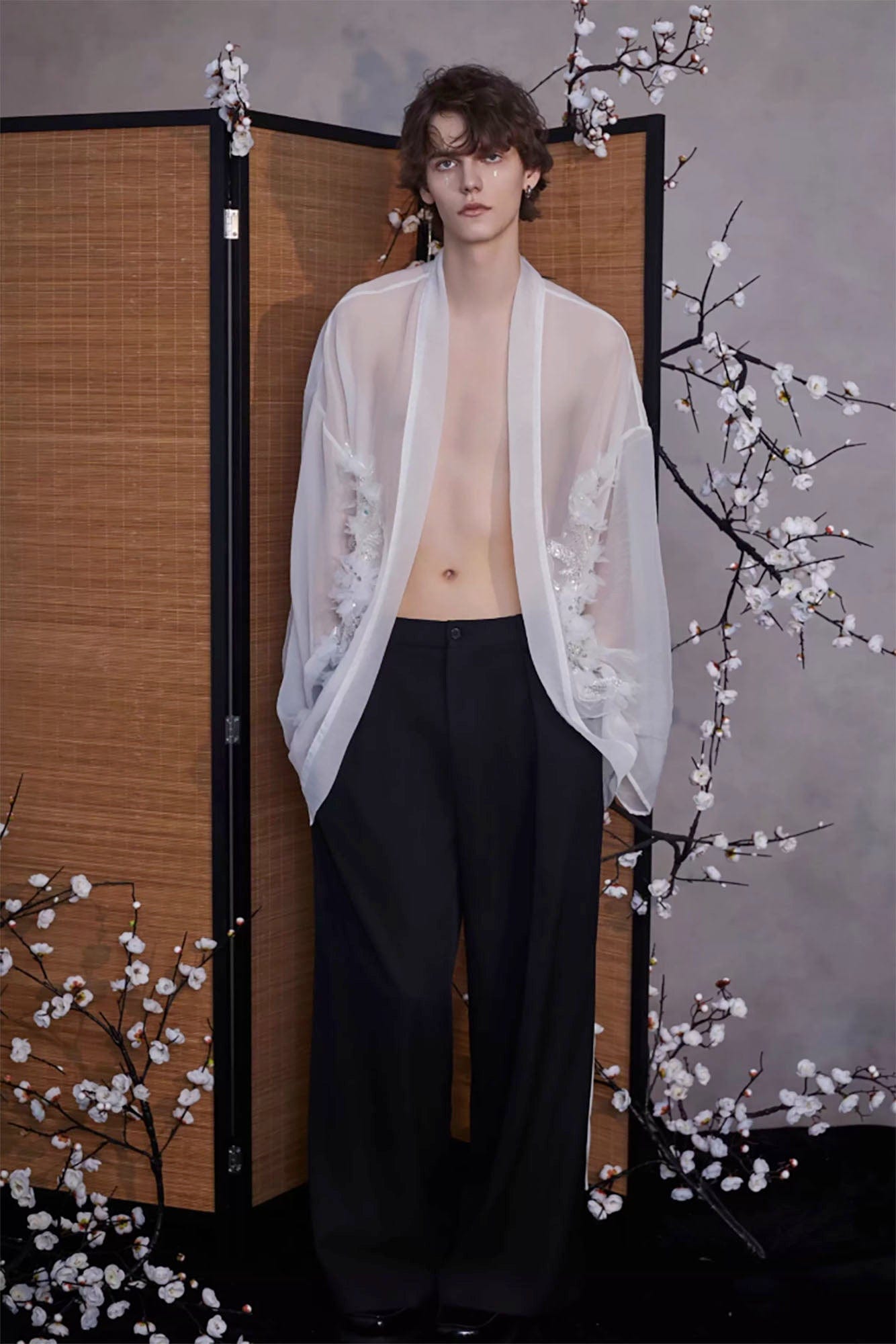 JIECHI Feathered Sequin Sheer Kimono Jacket-Jacket-M-Free Shipping Leatheretro