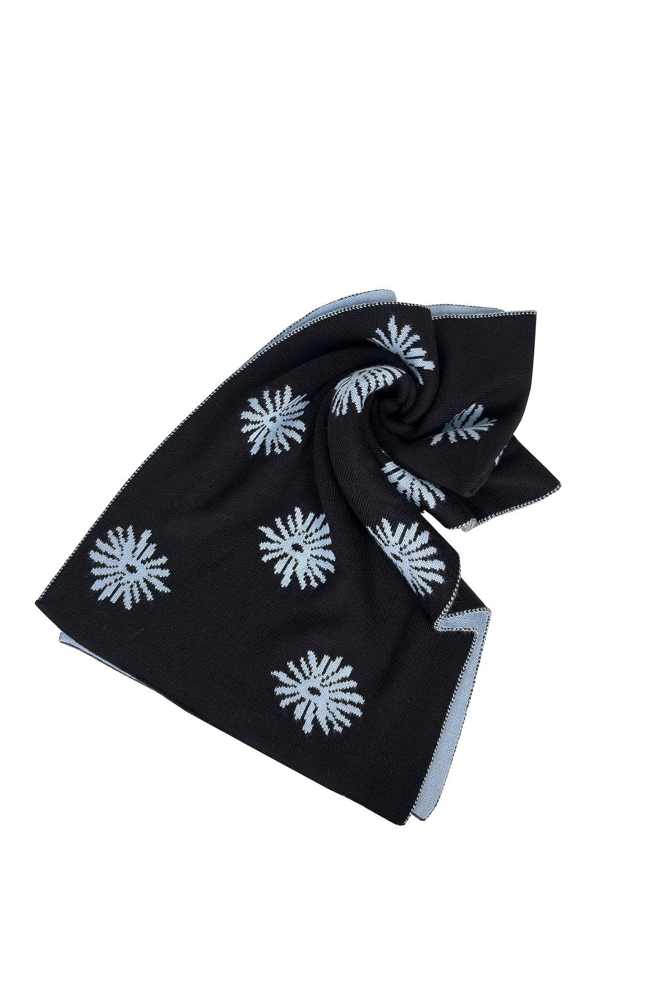 MIICHOUS Snowflake Jacquard Reversible Wool-Blend Scarf-Black-Free Shipping Leatheretro