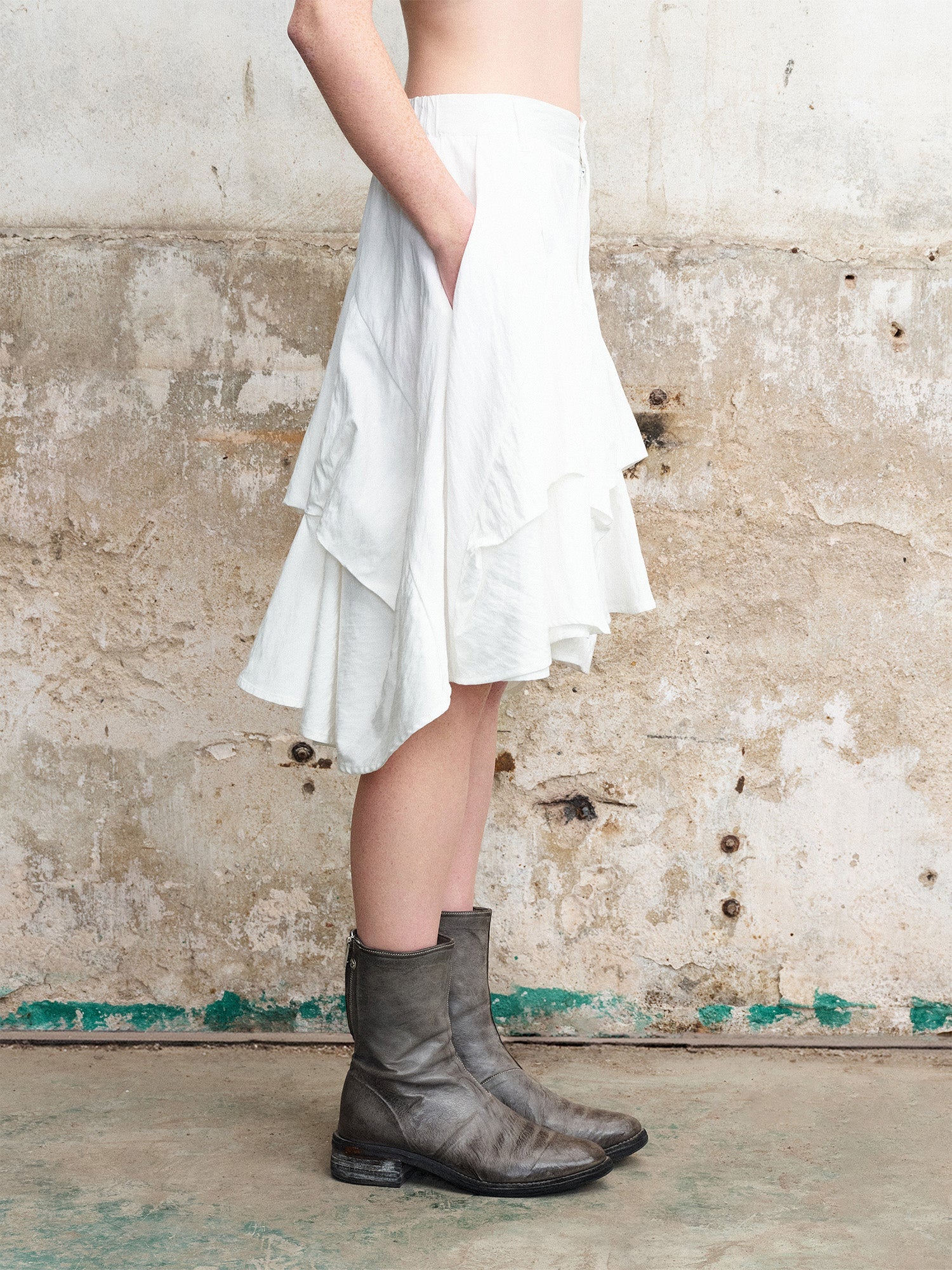 ILNya Nieternite Nifutur Layered Asymmetrical Skort White-Shorts-S (0) (Preorder)-Free Shipping Leatheretro