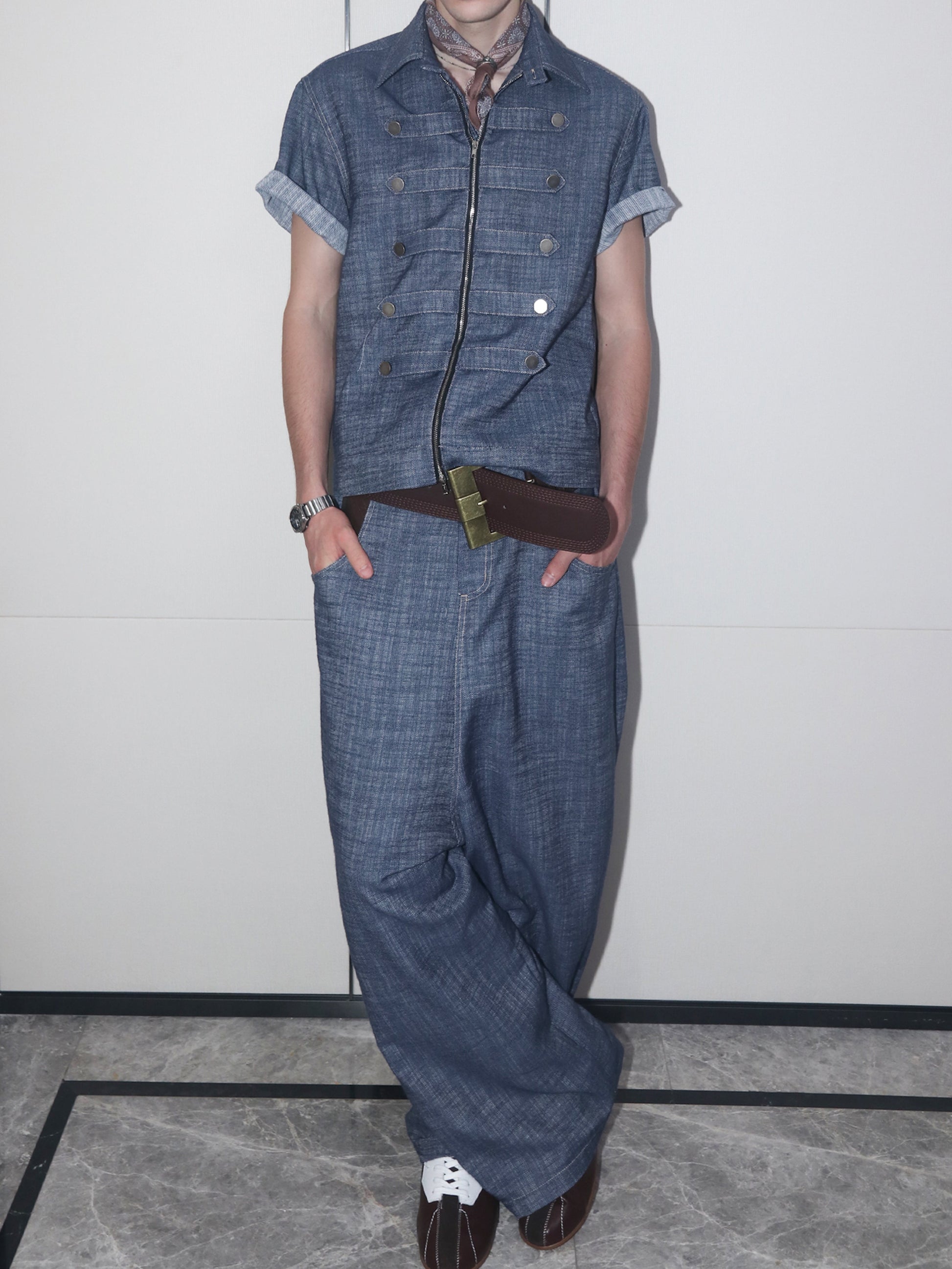 ASSEEN Dropped-Crotch Wide-Leg Linen-Blend Jeans-Jeans-S / 28-30”-Free Shipping Leatheretro