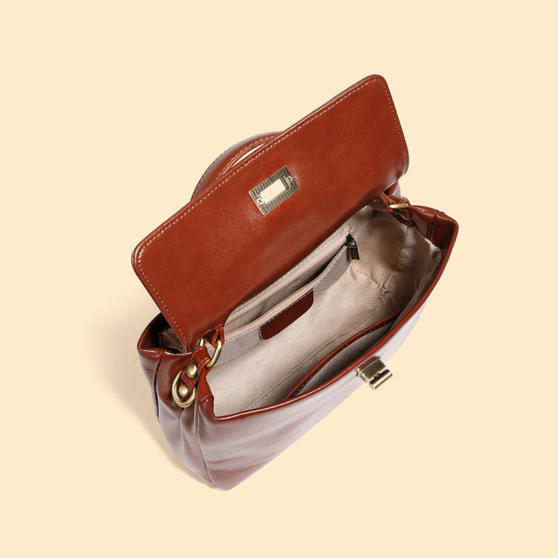 Leather Handbag Fashion Crossbody Bags-Handbags-Brown-Free Shipping Leatheretro