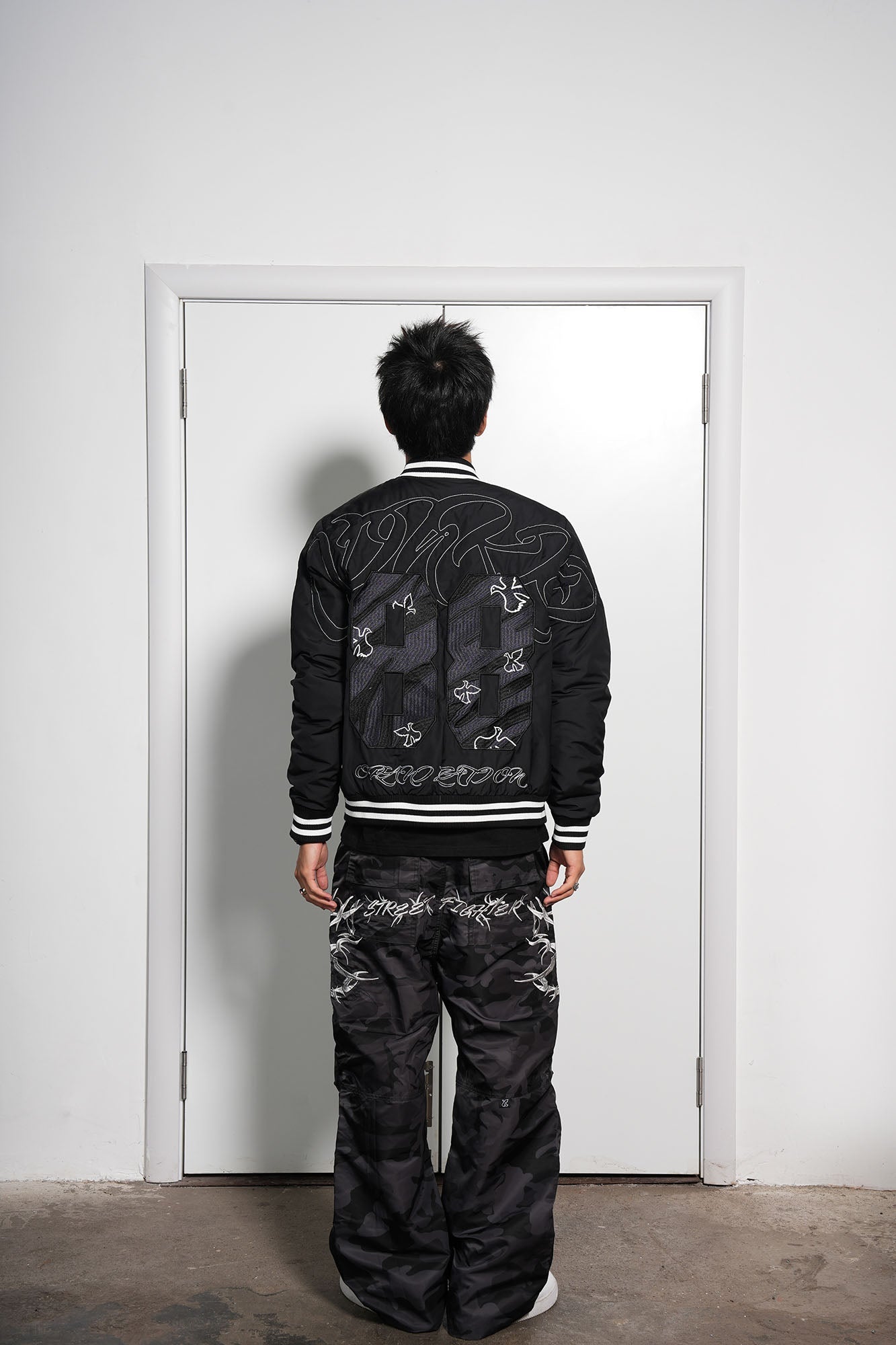 VINKID No.88 Peace Doves Padded Varsity Jacket-Jacket-S-Free Shipping Leatheretro