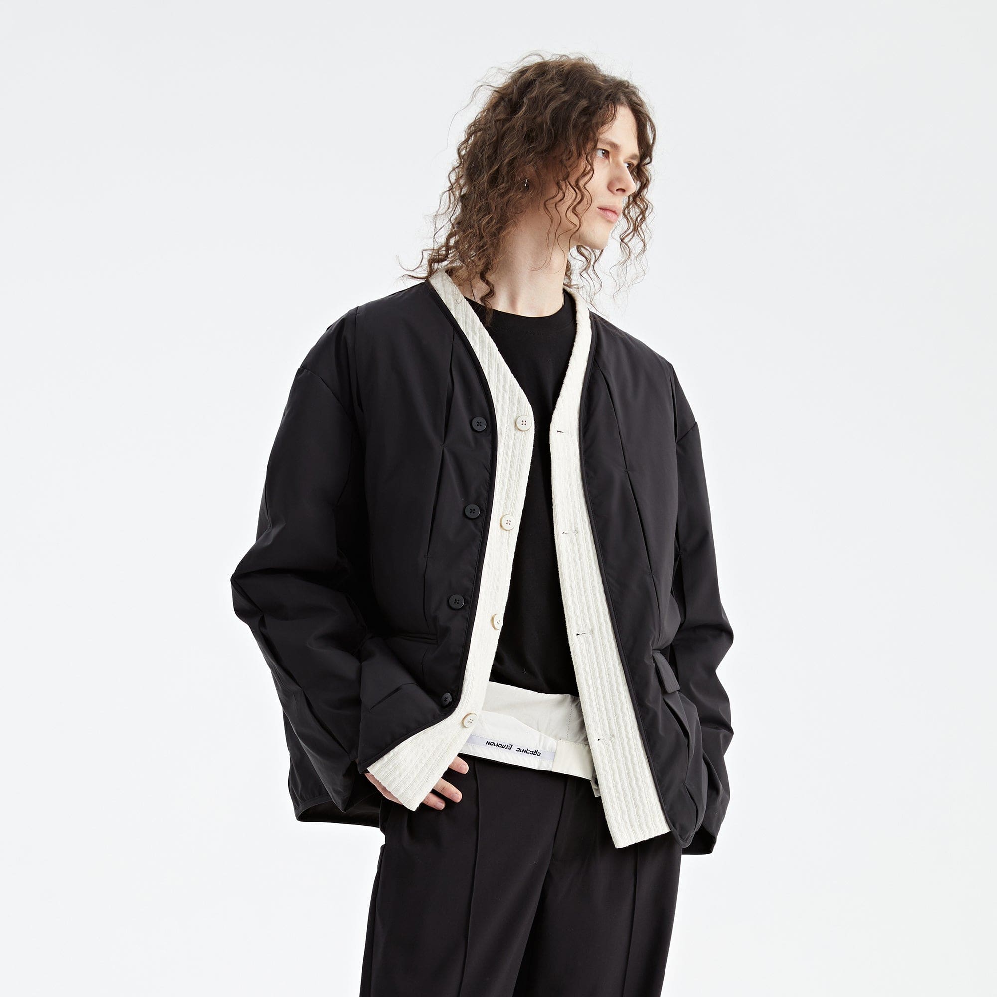 ORGANIC EMOTION Spliced Waterproof Duck Down Scarf Jacket-Jacket-Black-XS-Free Shipping Leatheretro