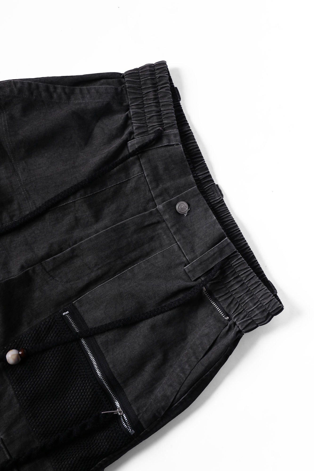 RELABEL Detachable Beaded Drawstring Cargo Black-Pants-XS-Free Shipping Leatheretro