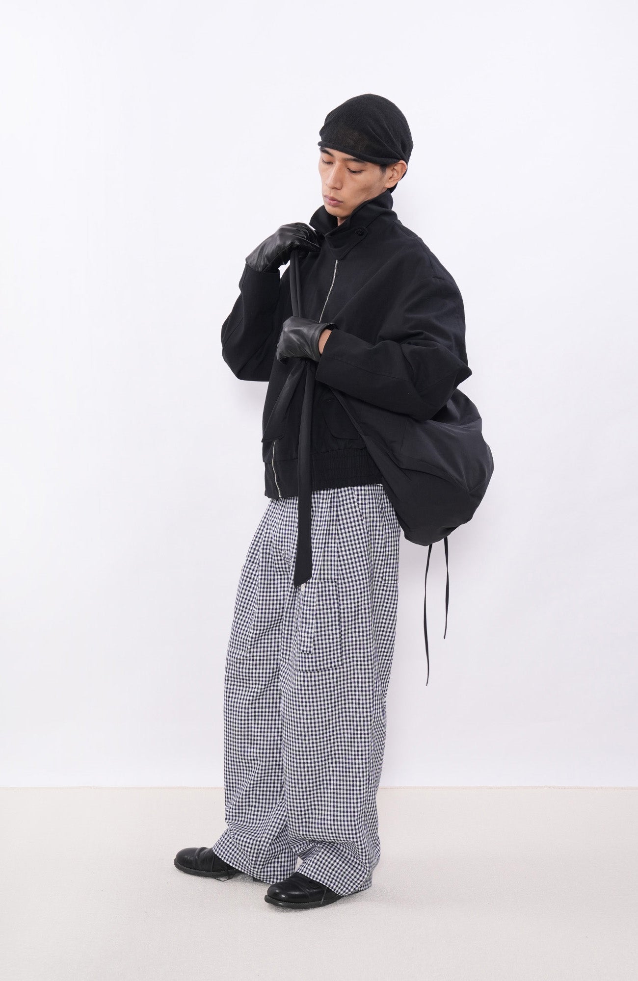 7440 37 1 Check Double-Pleat Wide-Leg Pants-Pants-S (Preorder)-Free Shipping Leatheretro