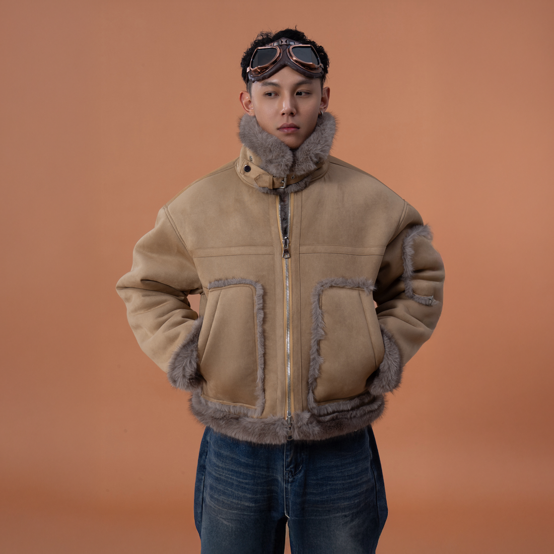 CLP Reversible Faux Fur Biker Jacket-Jacket-M-Free Shipping Leatheretro