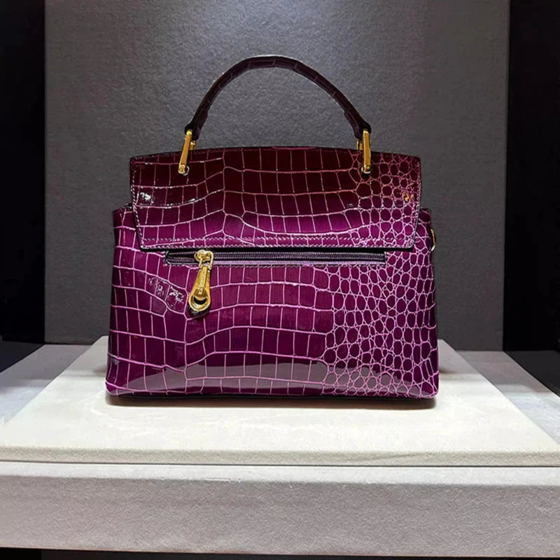 Luxury Crocodile Print Synthetic Leather Crossbody Bag for Women-Handbags-Orange-Free Shipping Leatheretro