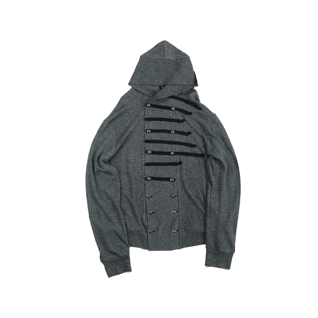 WHISTLEHUNTER Military Tape-Trim Hooded Cardigan-Jacket-S (Preorder)-Black-Free Shipping Leatheretro