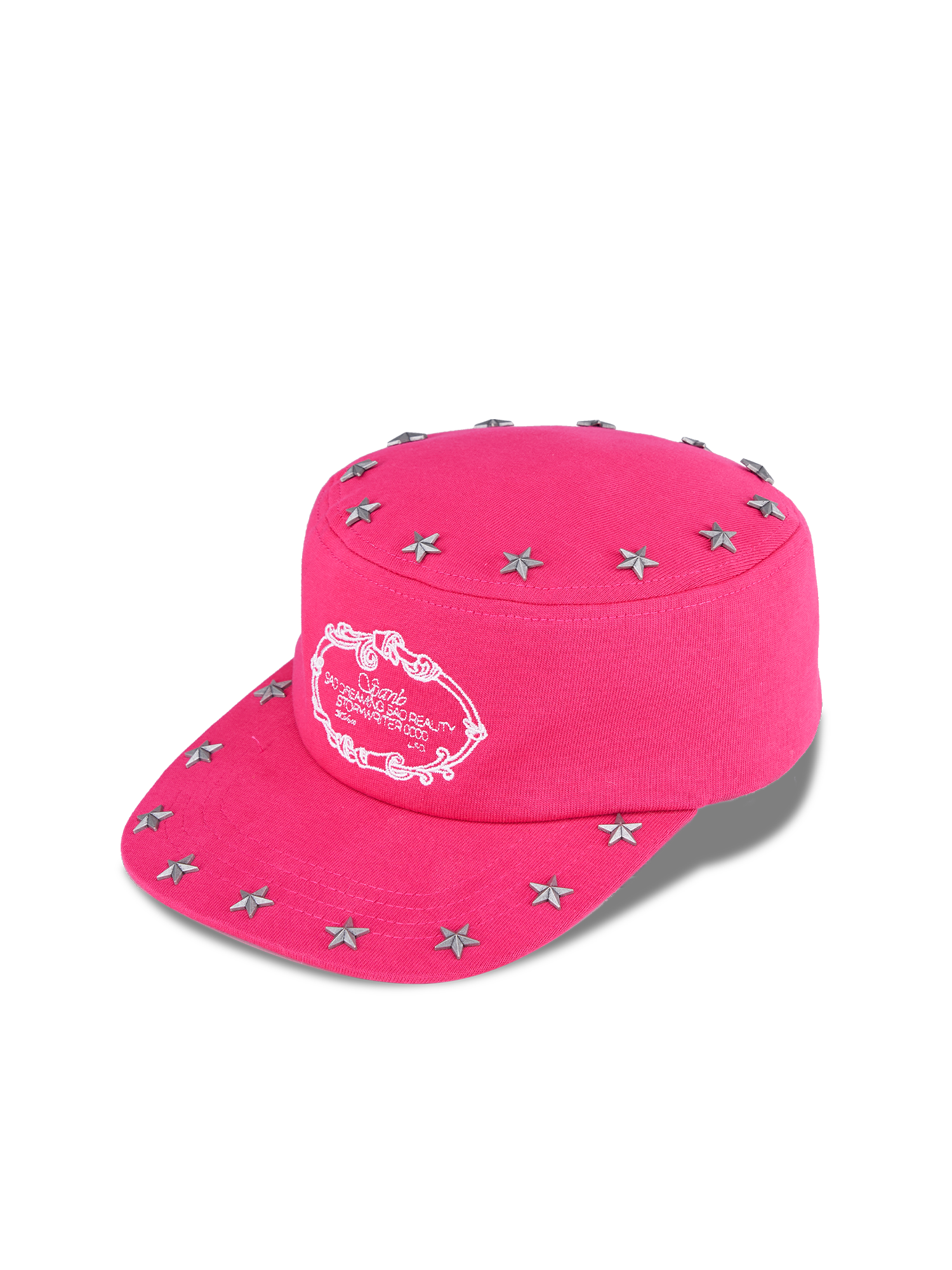SANB Star-Studded Embroidered Pillbox Cap-Hat, Cap, Beanie-One Size-Pink-Free Shipping Leatheretro