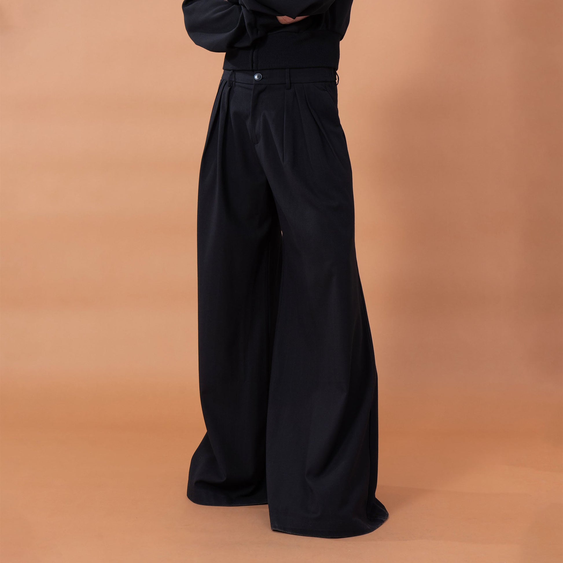 CLP Pleated Draped Wide-Leg Trousers-Pants-M-Free Shipping Leatheretro