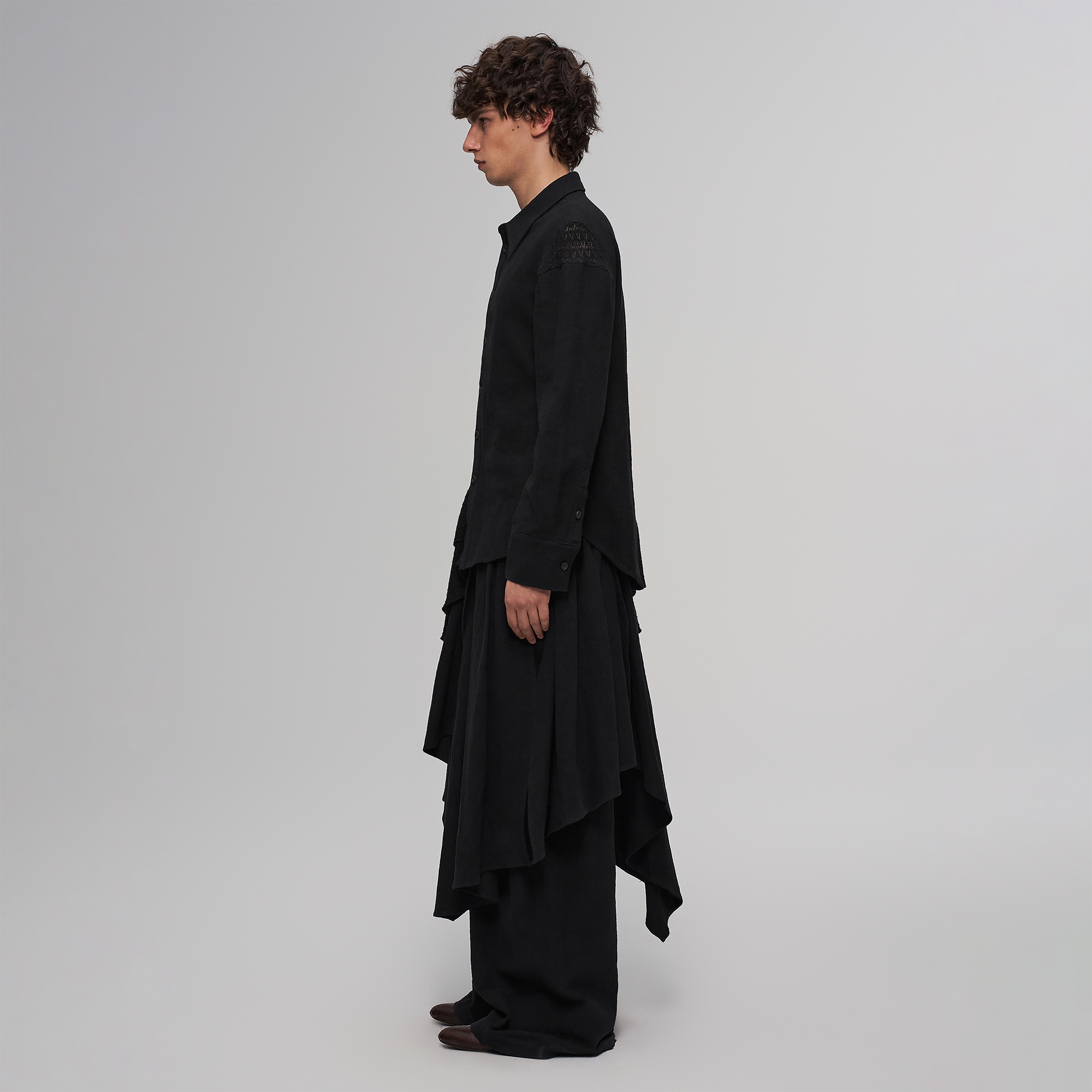 ILNya Nieternite Nifutur Asymmetric Drape Panel Ramie-Blend Shirt-Shirt-S(0)-Free Shipping Leatheretro