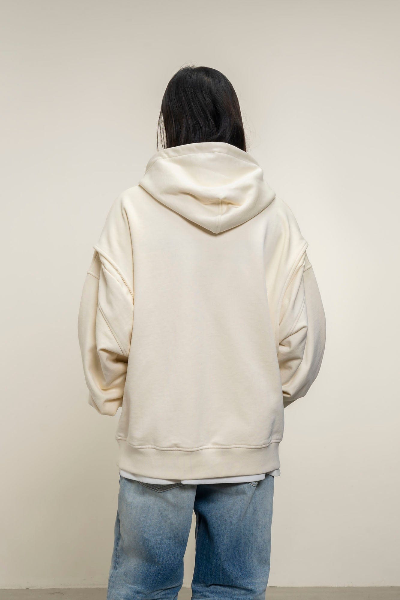 MAKEMORE Faux-Layer Embroidered Pocket Hoodie-Hoodie-S-Beige-Free Shipping Leatheretro