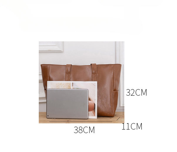 Large Capacity Faux Leather Tote Bag for Women-Brown-38x32x11CM-Free Shipping Leatheretro