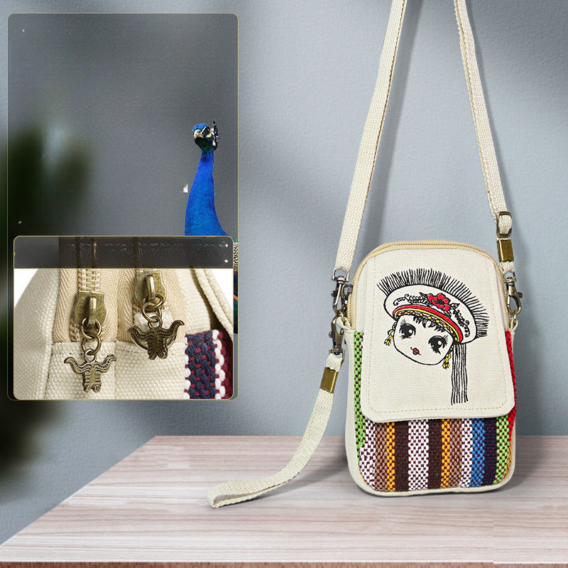 Traditional Chinese Style Ethnic Canvas Crossbody Cellphone Bags-Handbags-Red-Free Shipping Leatheretro