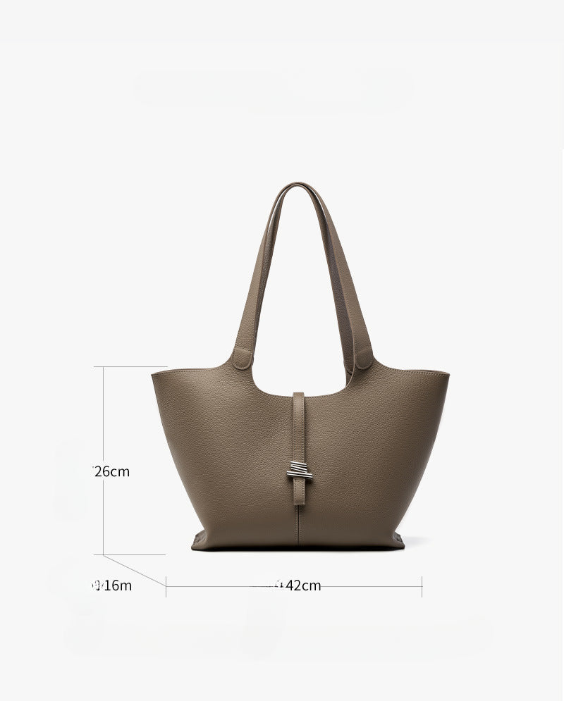 Premium Genuine Leather Bell Tote Bag-Handbags-Black-Free Shipping Leatheretro