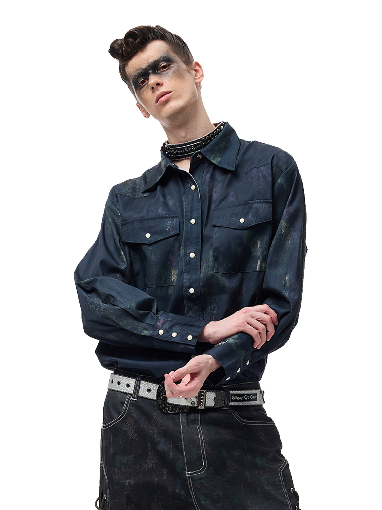 CYCYCY Punk Mottled Court-Style Shirt-Shirt-XS-Free Shipping Leatheretro