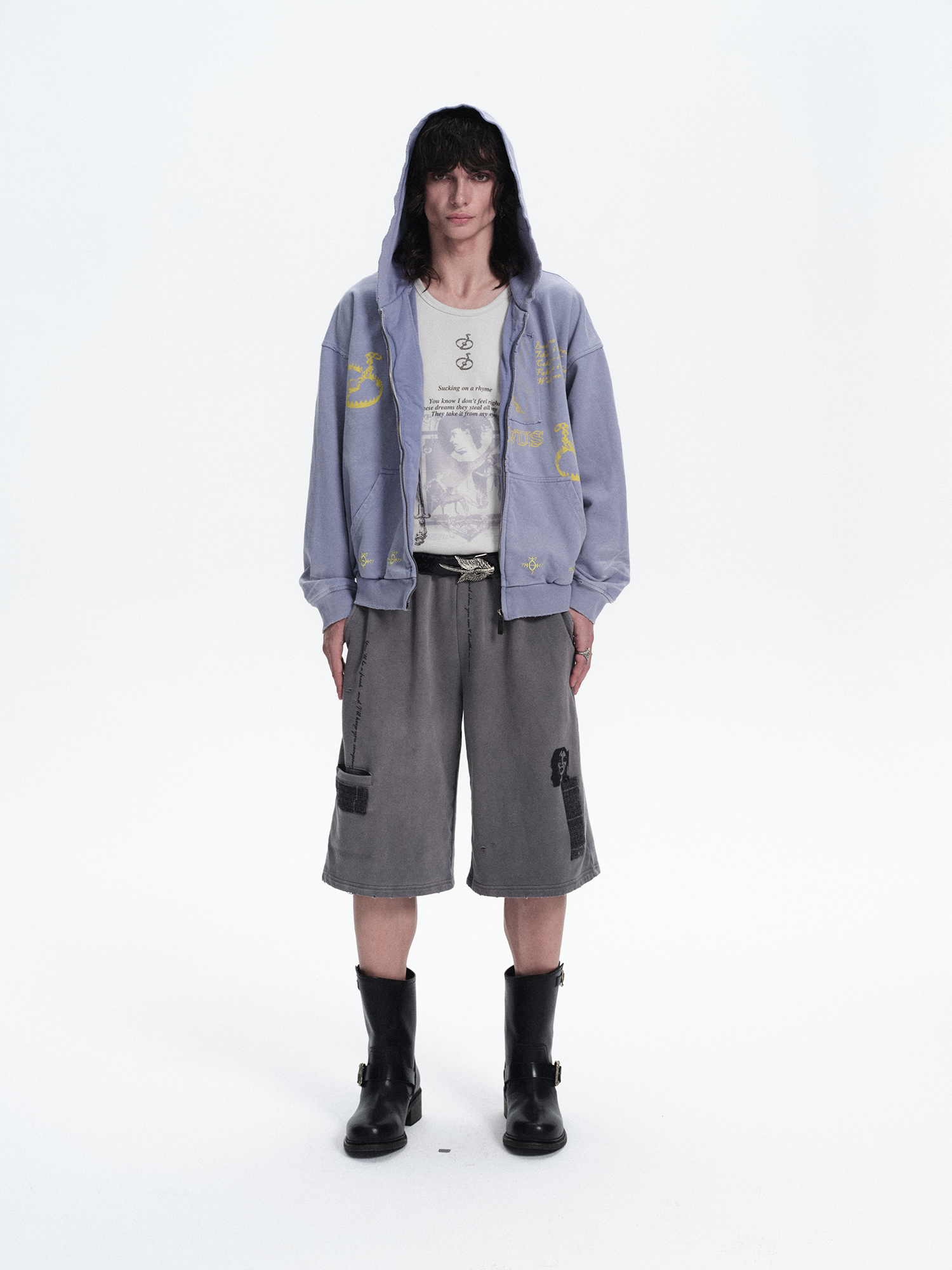 RICHILL Washed Patch Graphic Shorts-Shorts-S / 30"-Free Shipping Leatheretro