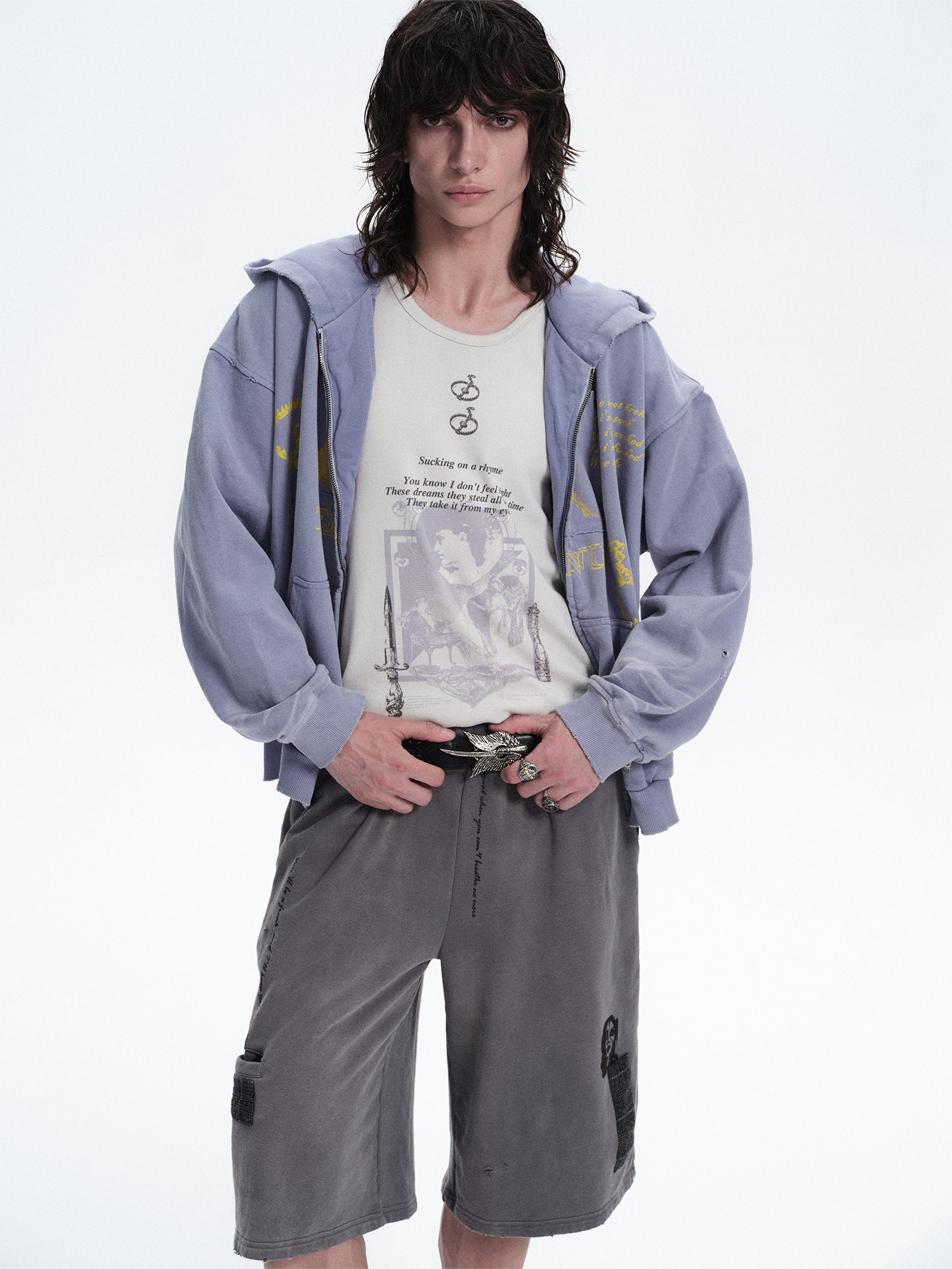 RICHILL Washed Patch Graphic Shorts-Shorts-S / 30"-Free Shipping Leatheretro