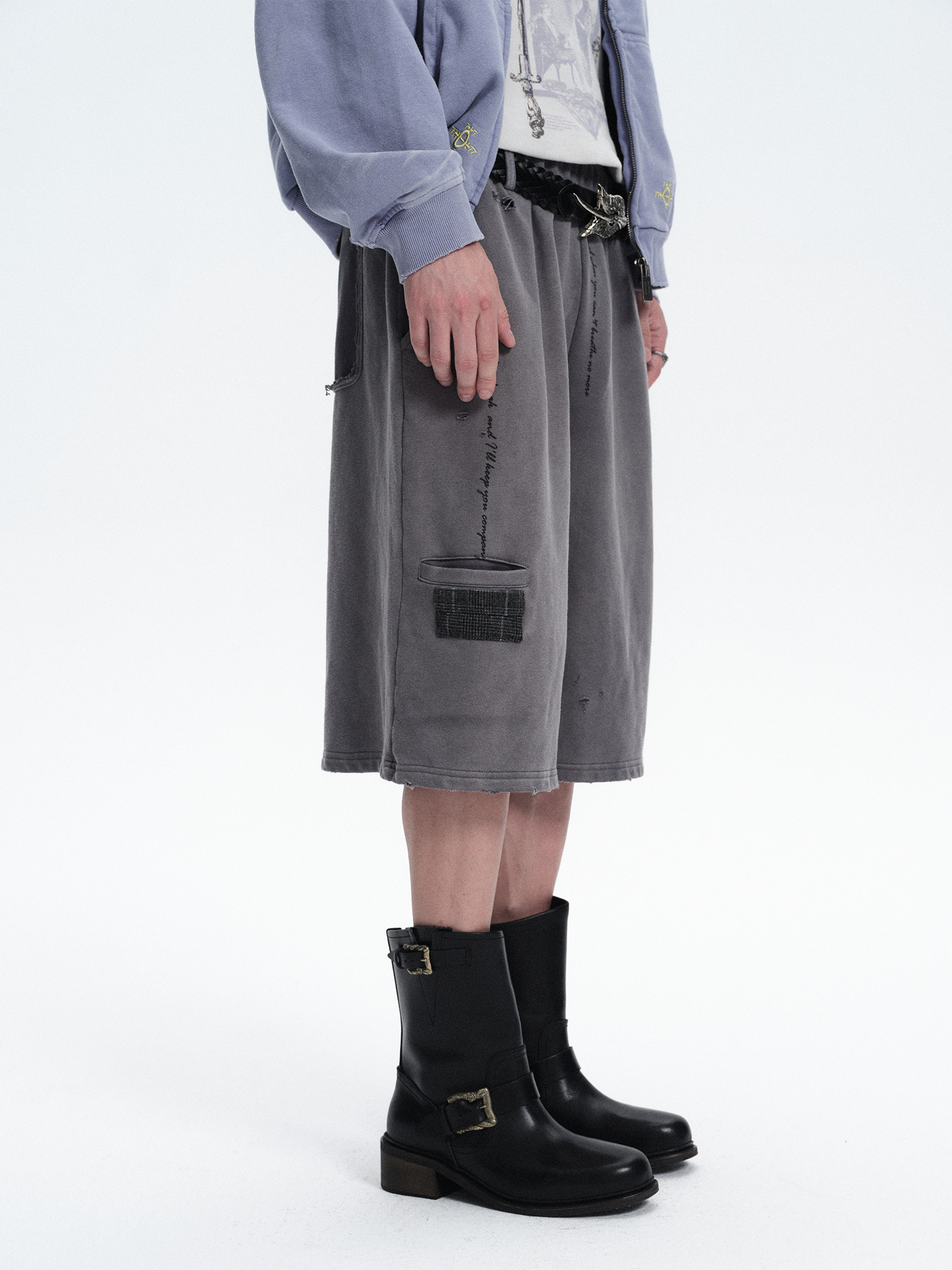 RICHILL Washed Patch Graphic Shorts-Shorts-S / 30"-Free Shipping Leatheretro