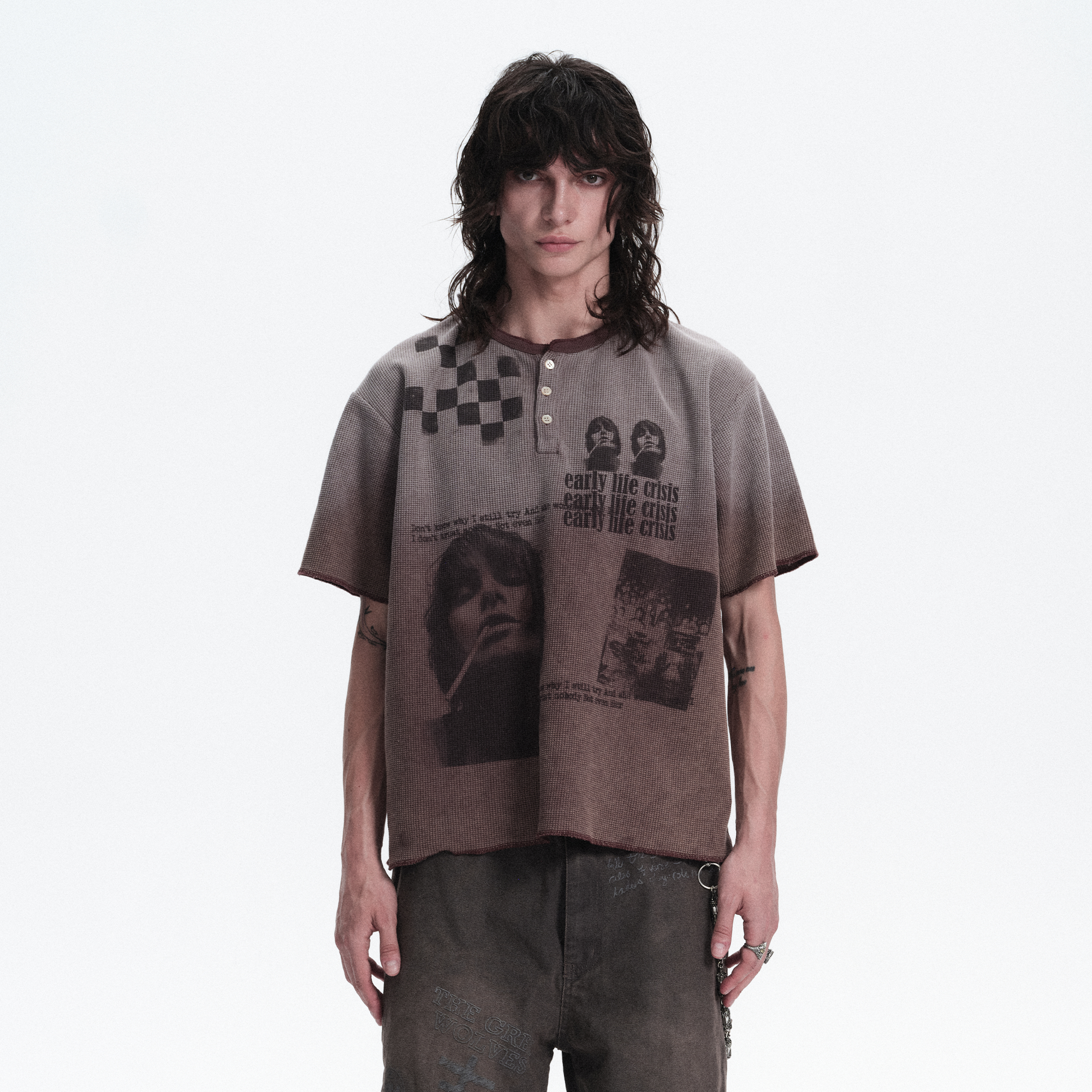 RICHILL Waffle Portrait Gradient Graphic Tee-T Shirt-S-Free Shipping Leatheretro