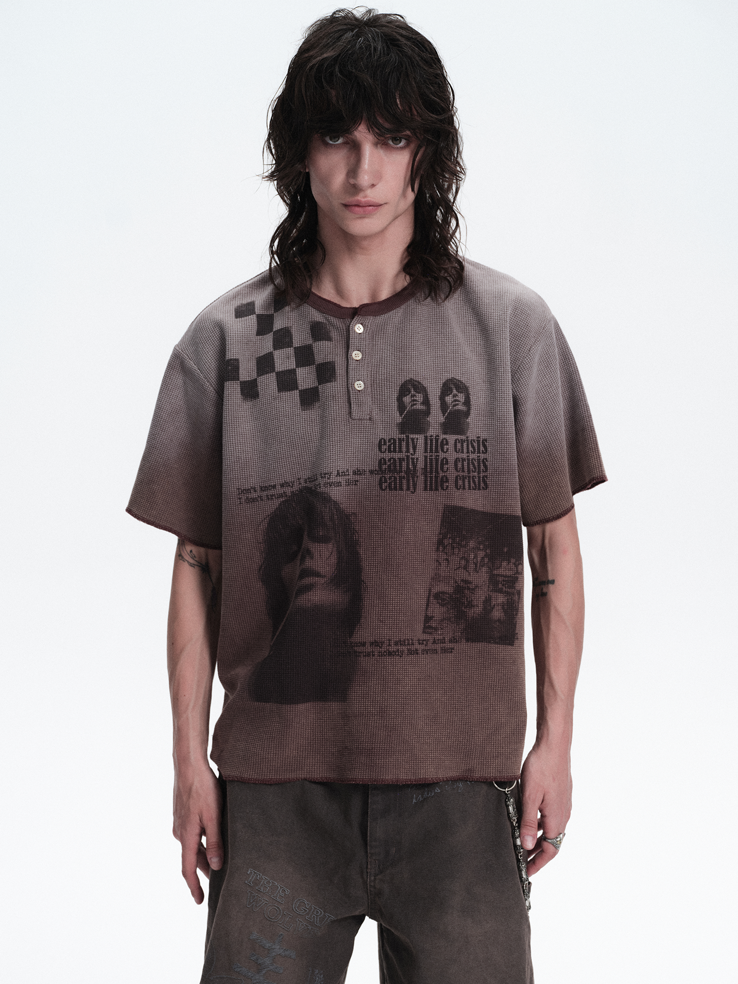 RICHILL Waffle Portrait Gradient Graphic Tee-T Shirt-S-Free Shipping Leatheretro