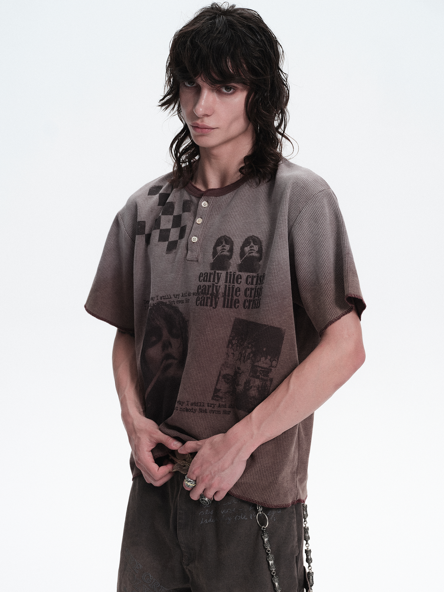 RICHILL Waffle Portrait Gradient Graphic Tee-T Shirt-S-Free Shipping Leatheretro