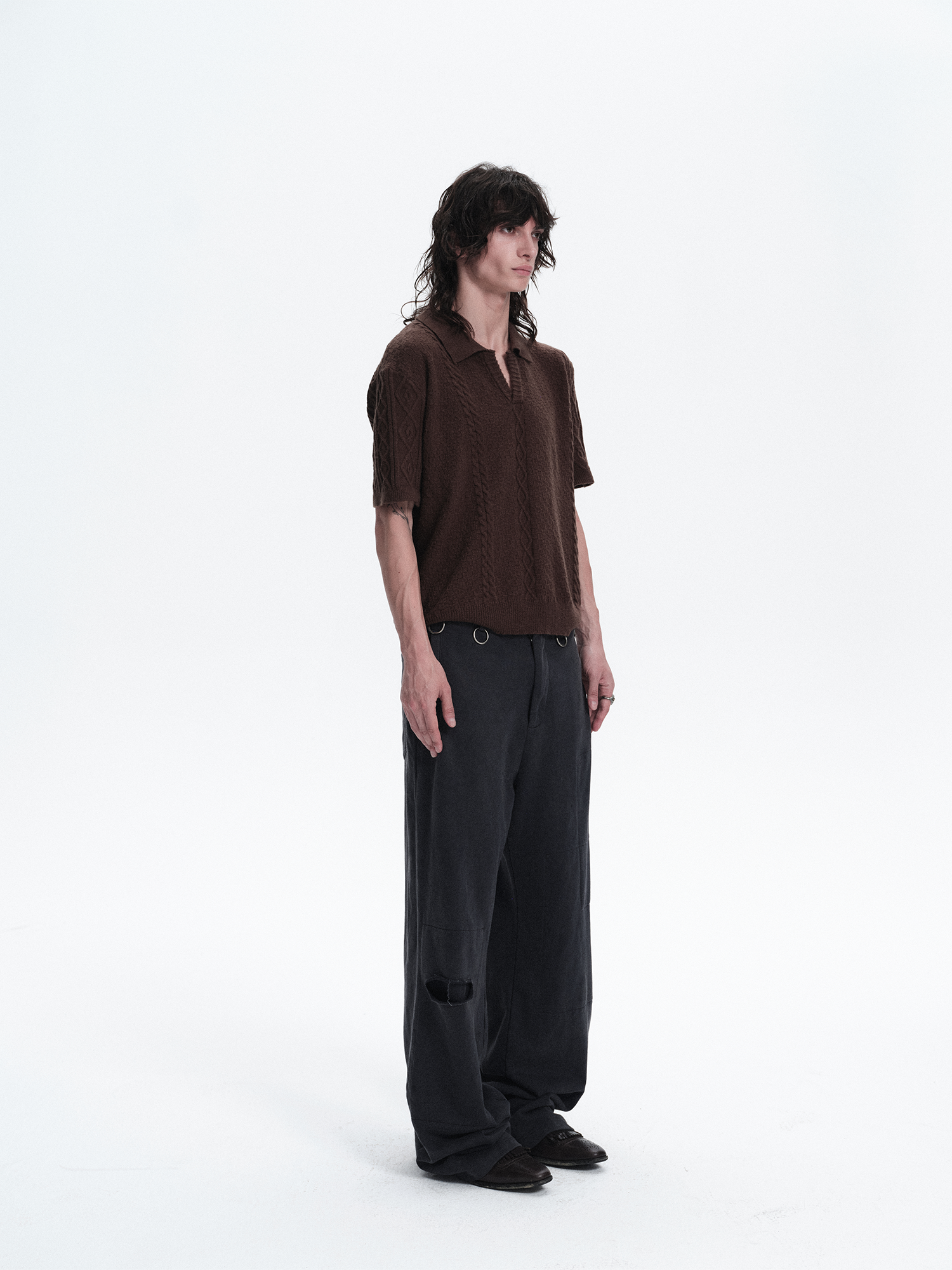 RICHILL Ring Detail Coin Button Distressed Pants-Pants-S / 31"-Free Shipping Leatheretro