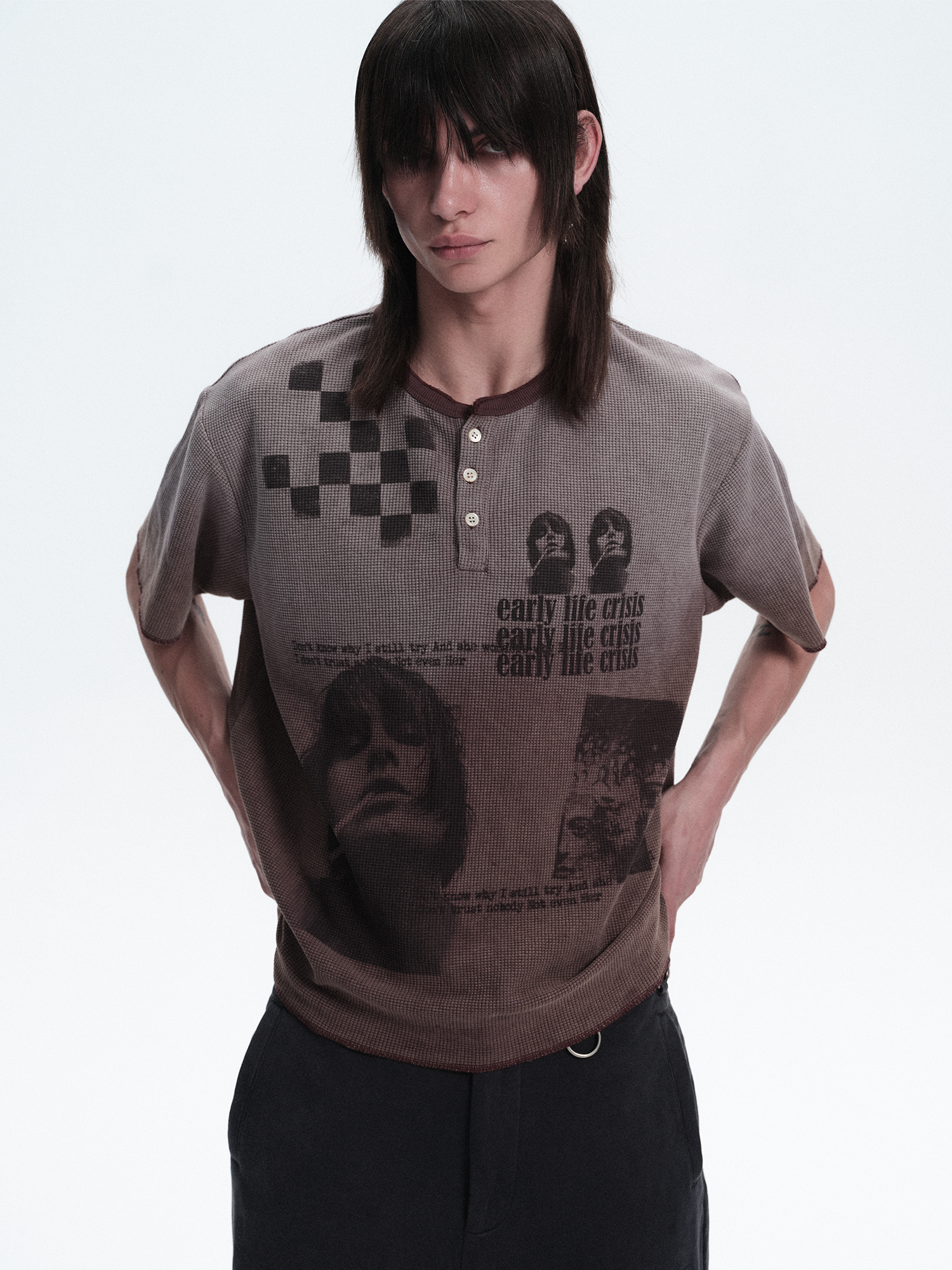 RICHILL Waffle Portrait Gradient Graphic Tee-T Shirt-S-Free Shipping Leatheretro