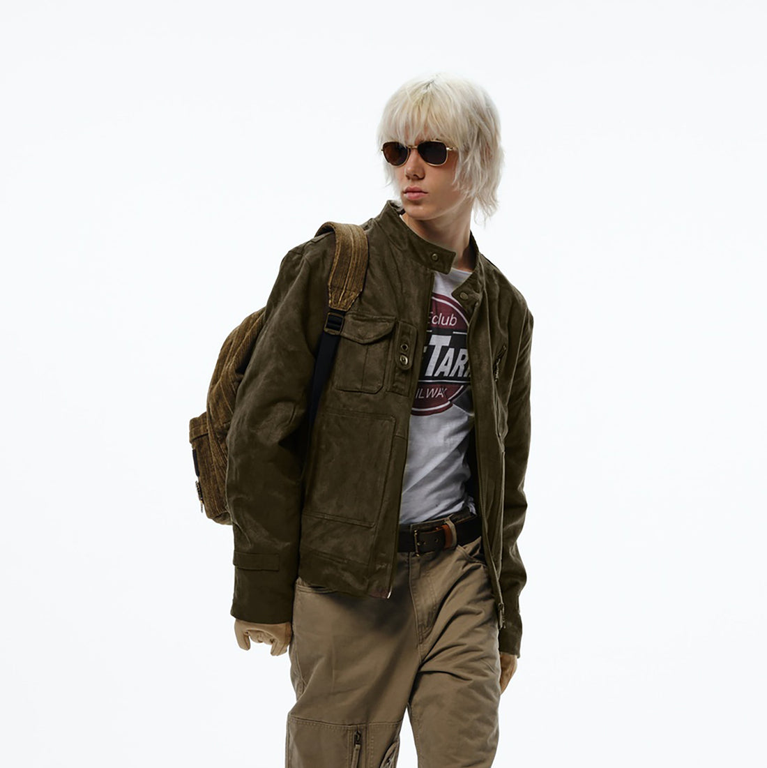 TRECLUB Retro Faux Suede Utility Jacket-Jacket-S-Free Shipping Leatheretro