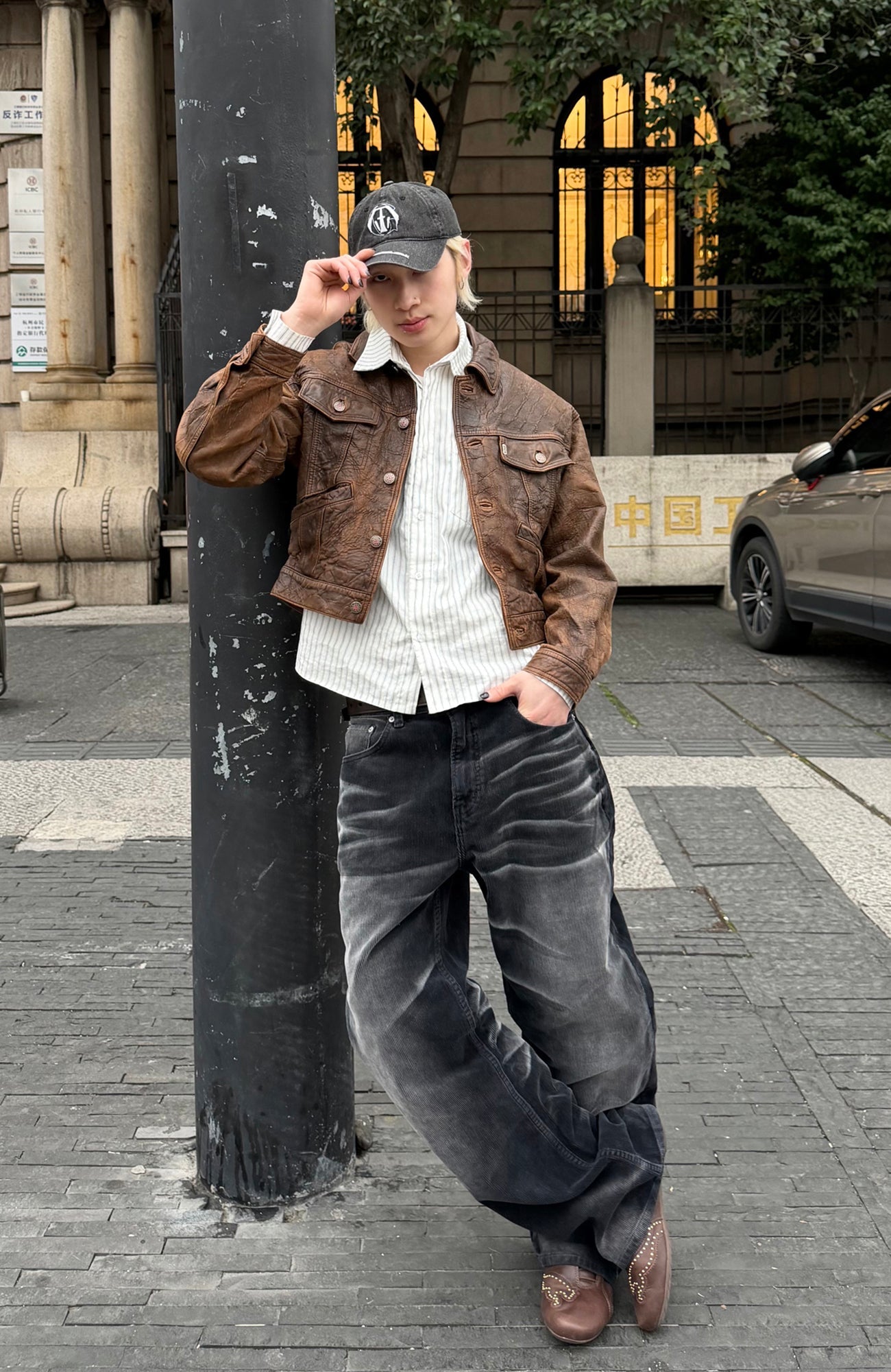TRECLUB Washed Straight-Leg Corduroy Trousers-Pants-S (Preorder)-Free Shipping Leatheretro